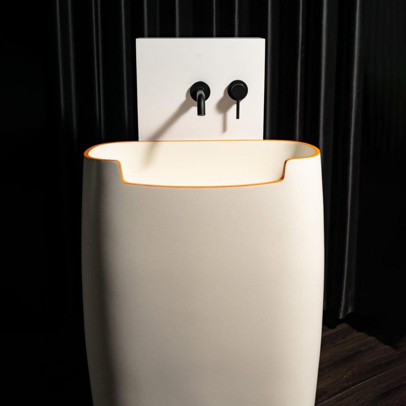 Chậu lavabo chân dài bằng mineral glass composite Mason Dovetail - Cotton - Aquamarine