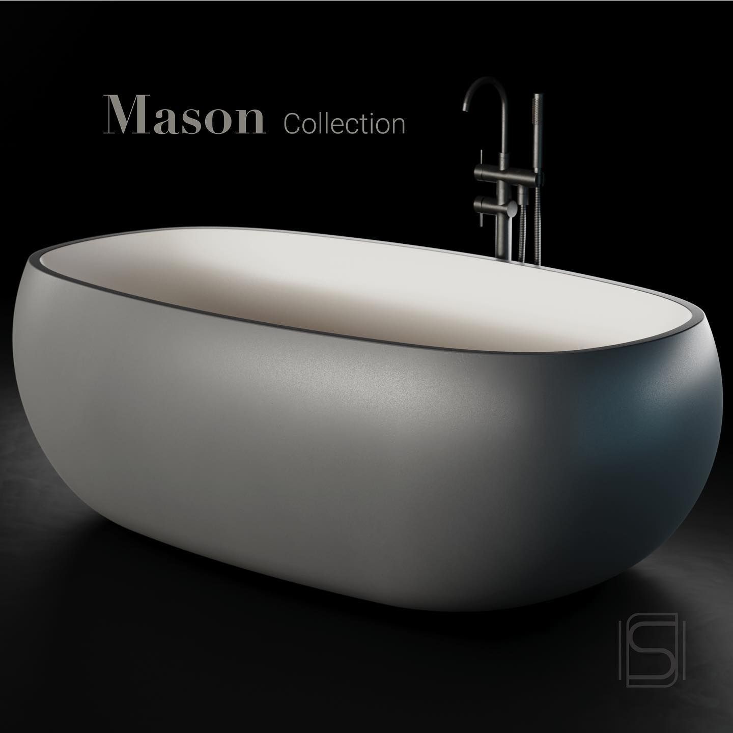 Bồn tắm bằng mineral glass composite Mason Ash - Cotton