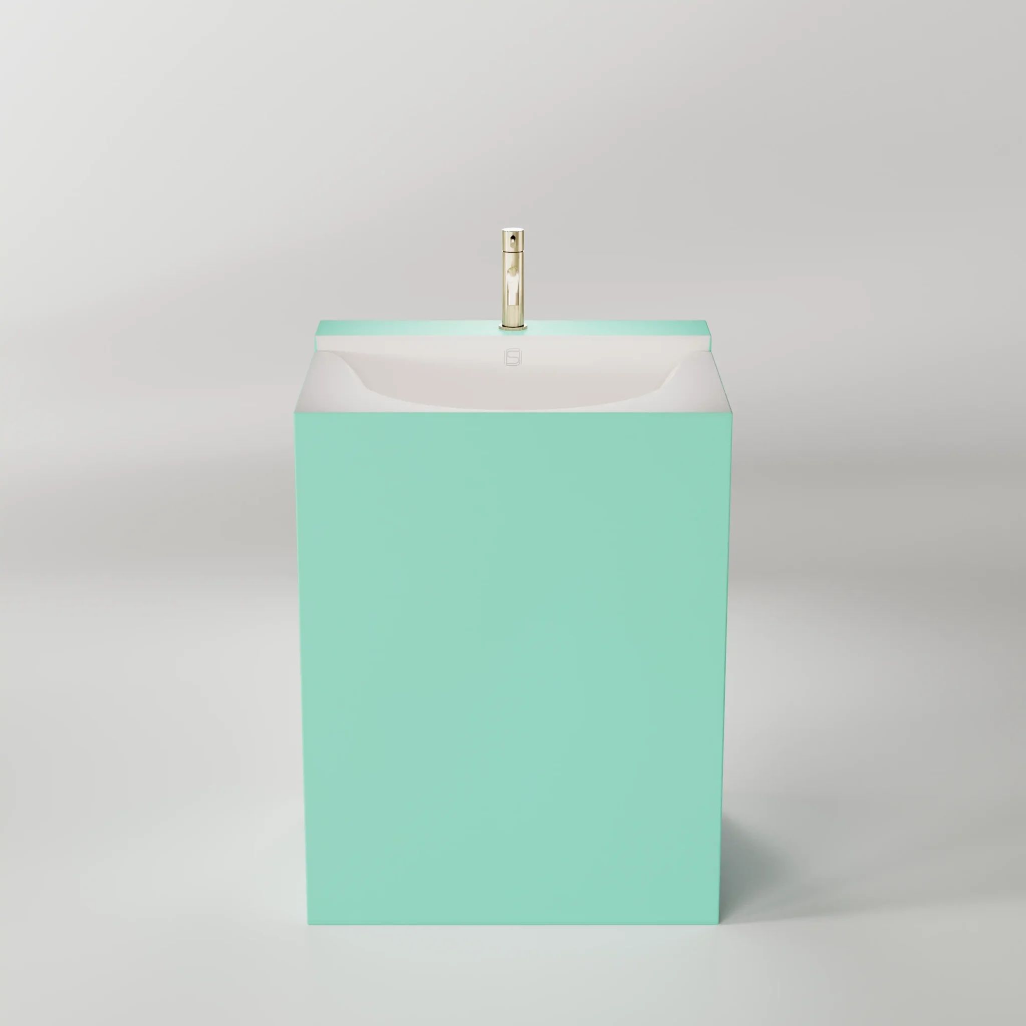 Chậu lavabo chân dài bằng mineral glass composite Marea Aquamarine - Cotton