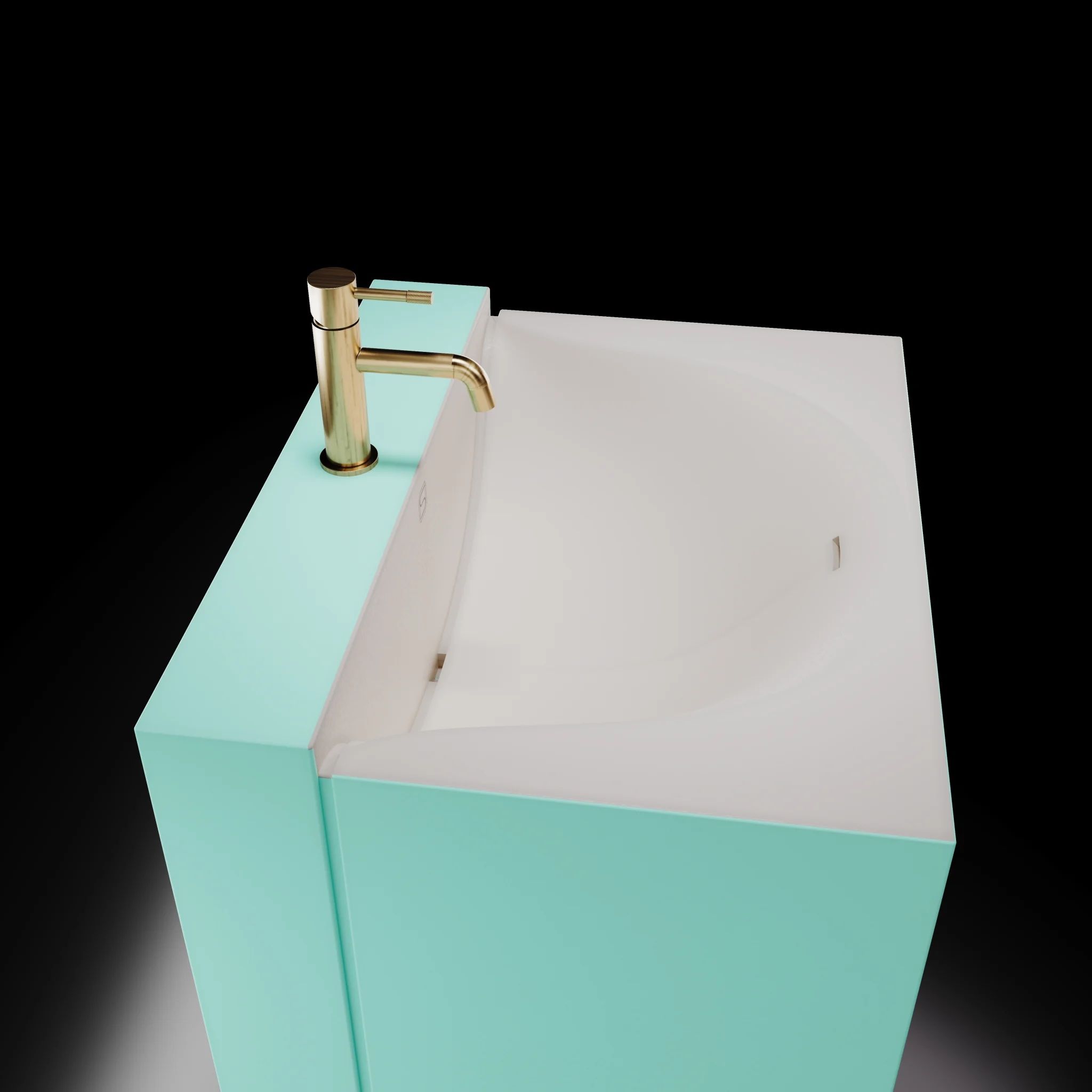 Chậu lavabo chân dài bằng mineral glass composite Marea Aquamarine - Cotton