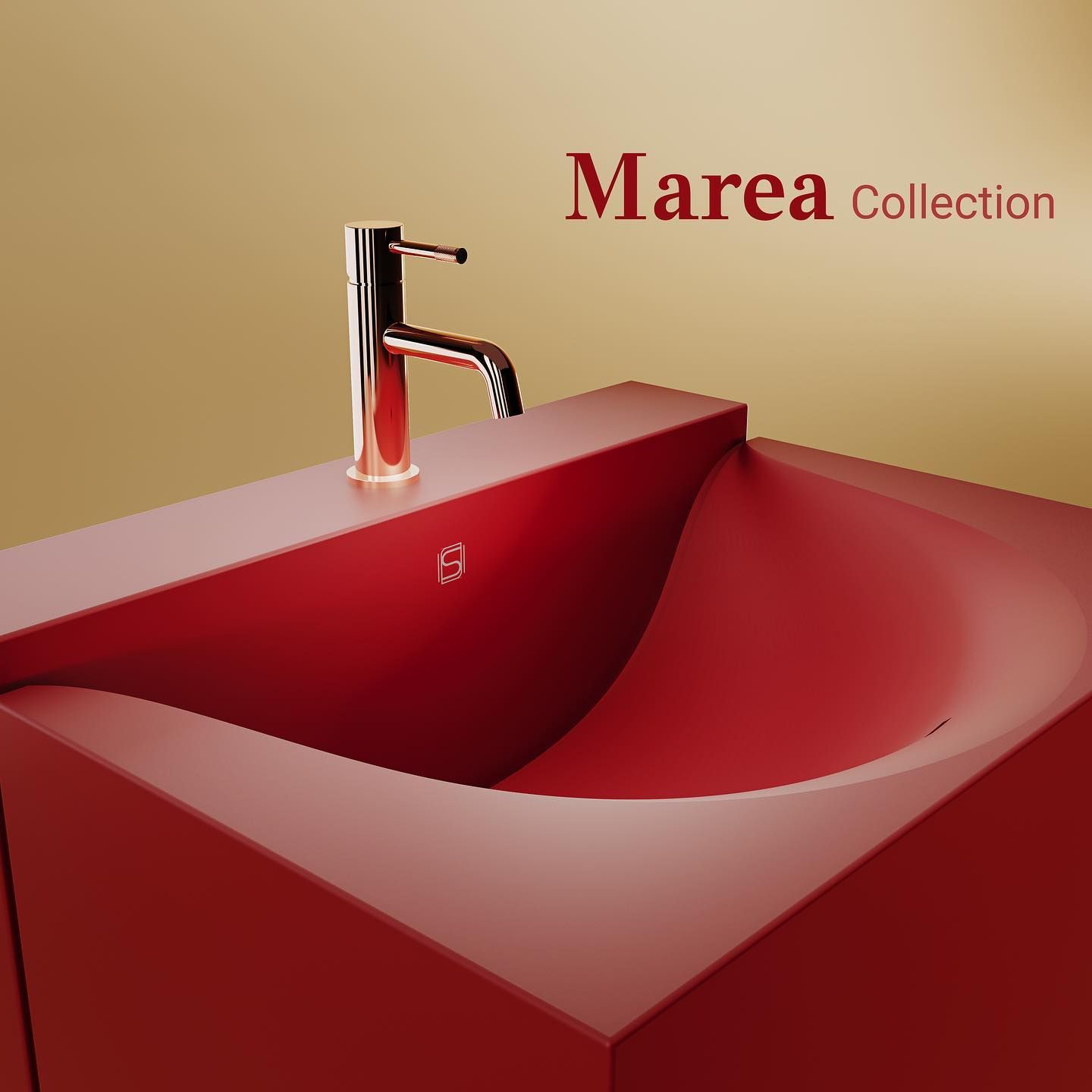 Chậu lavabo chân dài bằng mineral glass composite Marea Rose