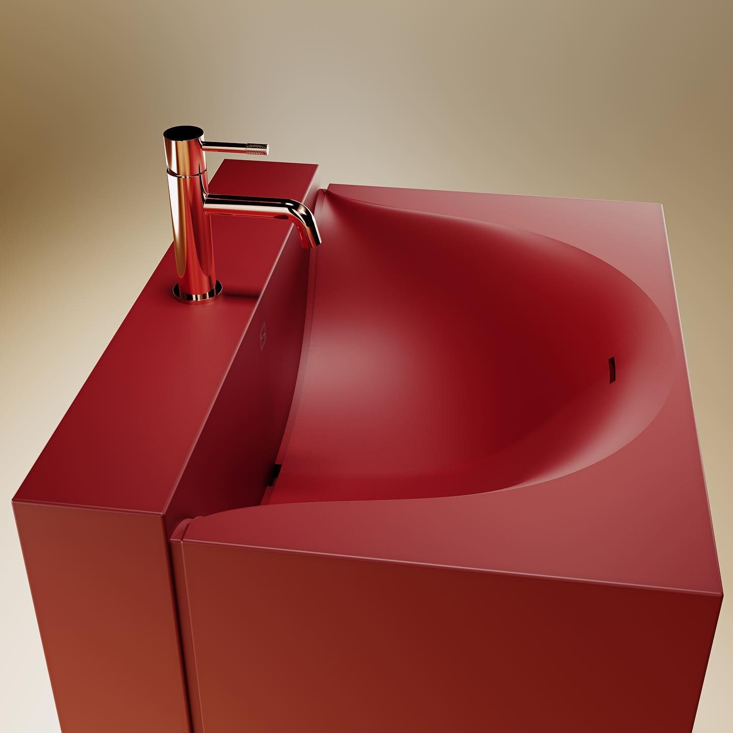 Chậu lavabo chân dài bằng mineral glass composite Marea Rose