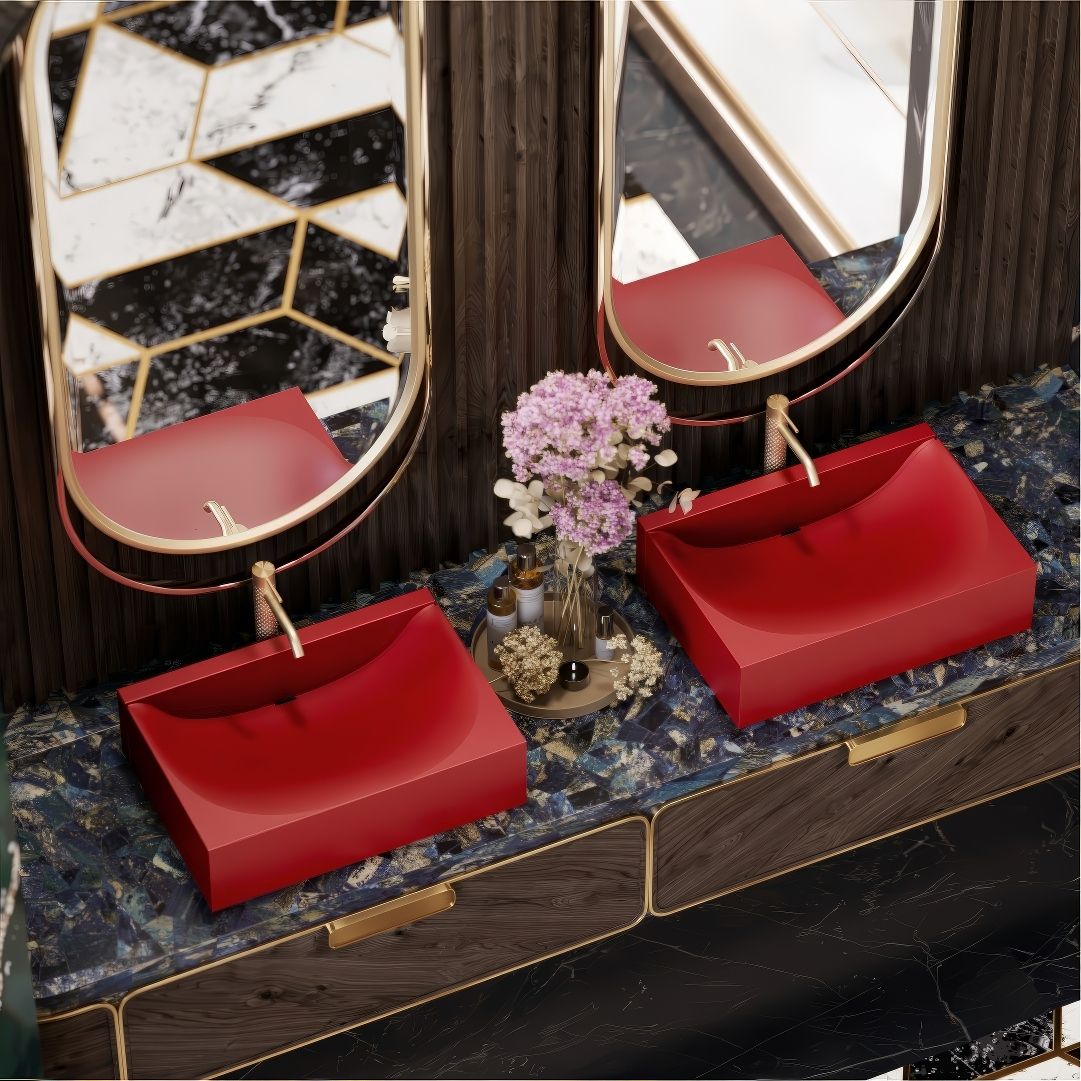 Chậu lavabo để bàn mineral glass composite Marea Rose