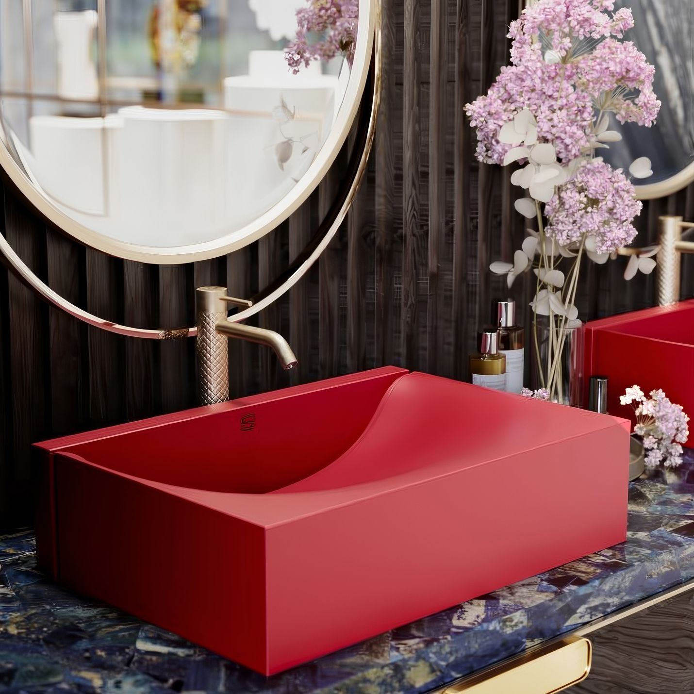 Chậu lavabo để bàn mineral glass composite Marea Rose