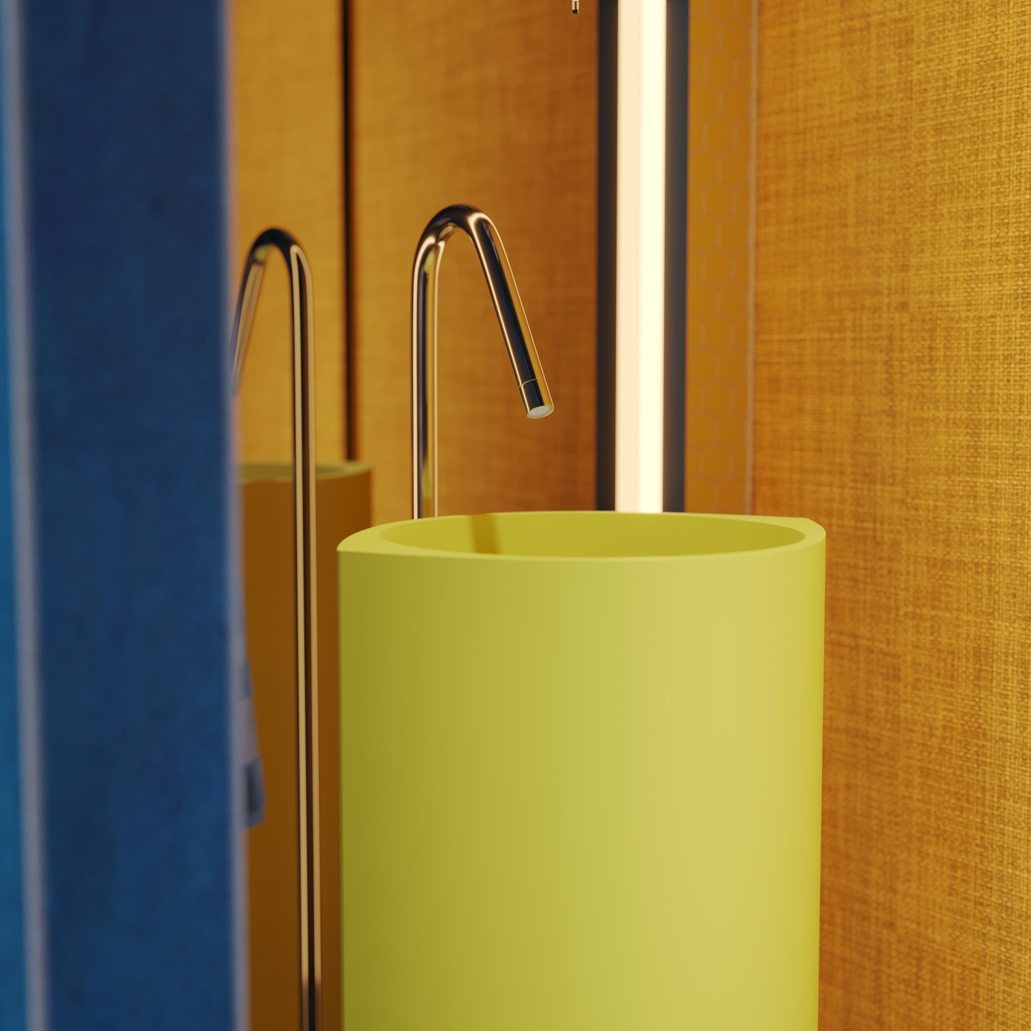 Chậu lavabo chân dài bằng mineral glass composite Olivia Aurora