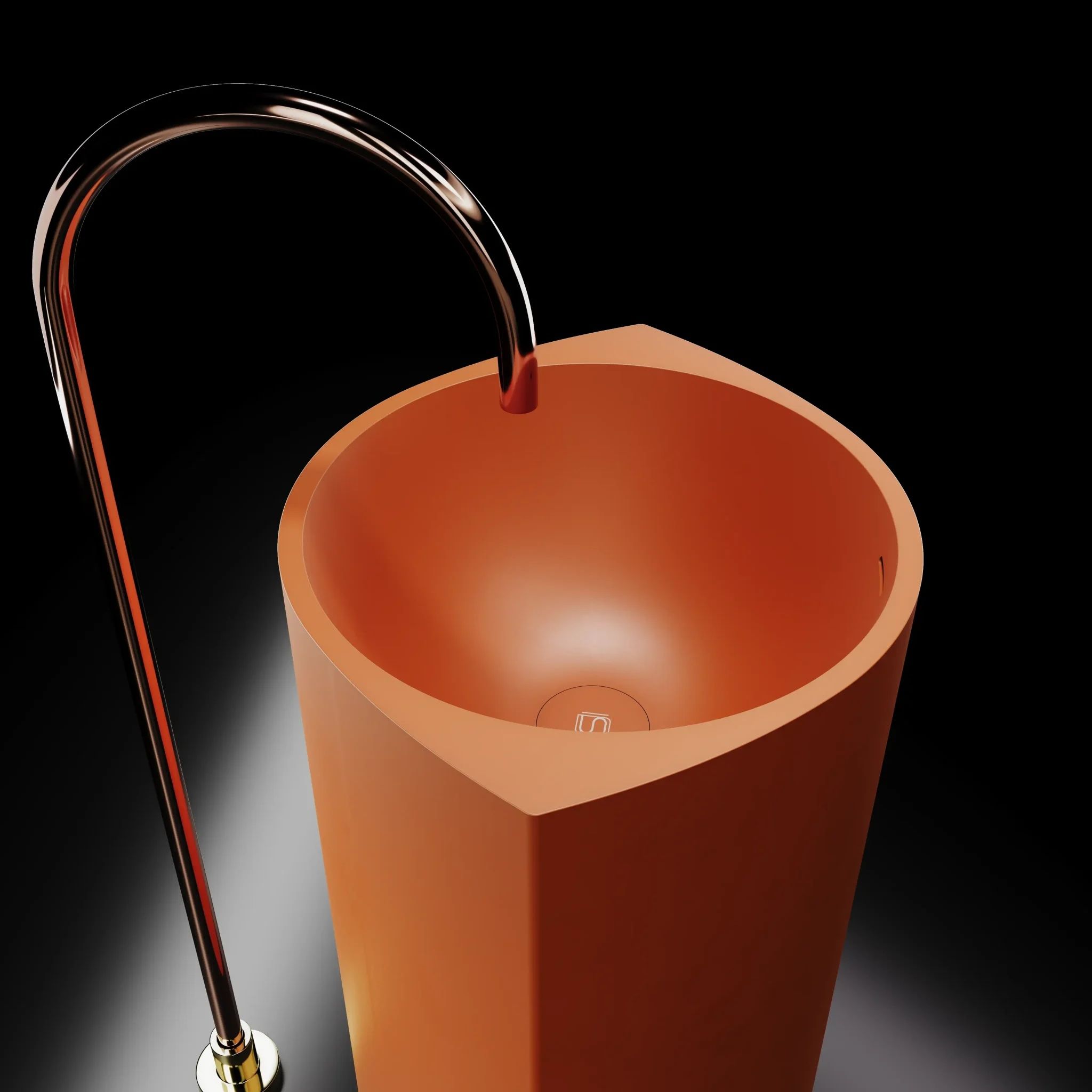 Chậu lavabo chân dài bằng mineral glass composite Olivia Solar Irradiance