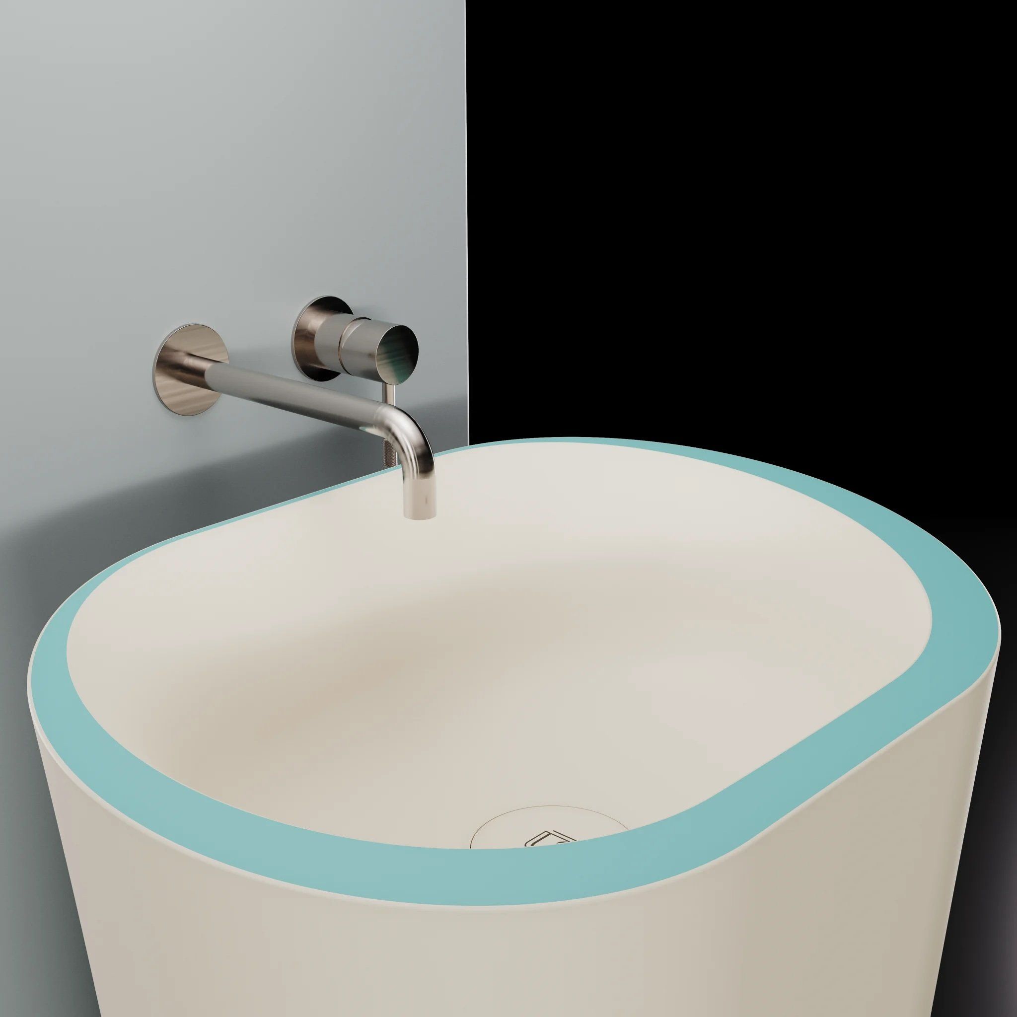 Chậu lavabo chân dài bằng mineral glass composite Phoenyx Cotton - Celeste