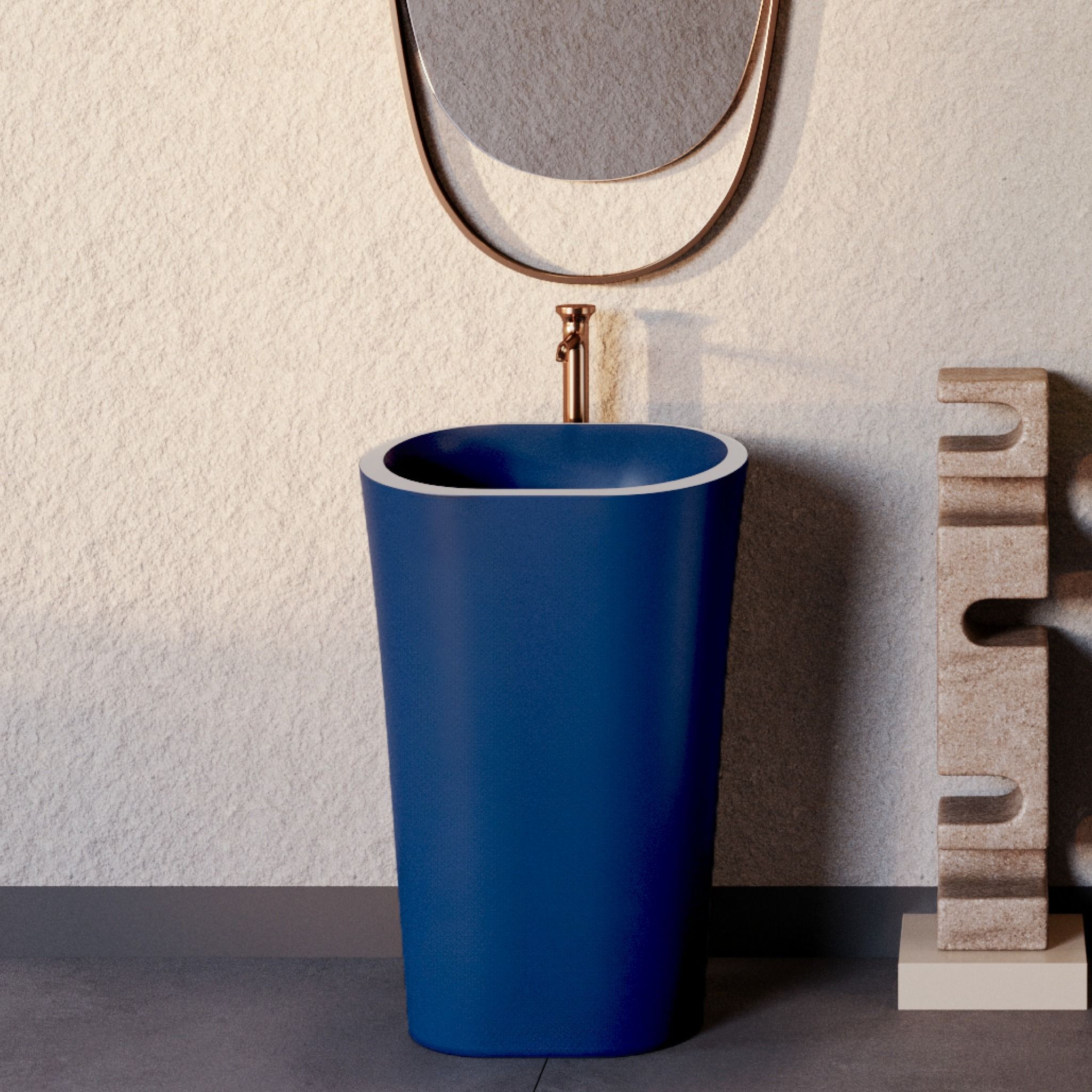 Chậu lavabo chân dài bằng mineral glass composite Phoenyx Galaxy - Cotton