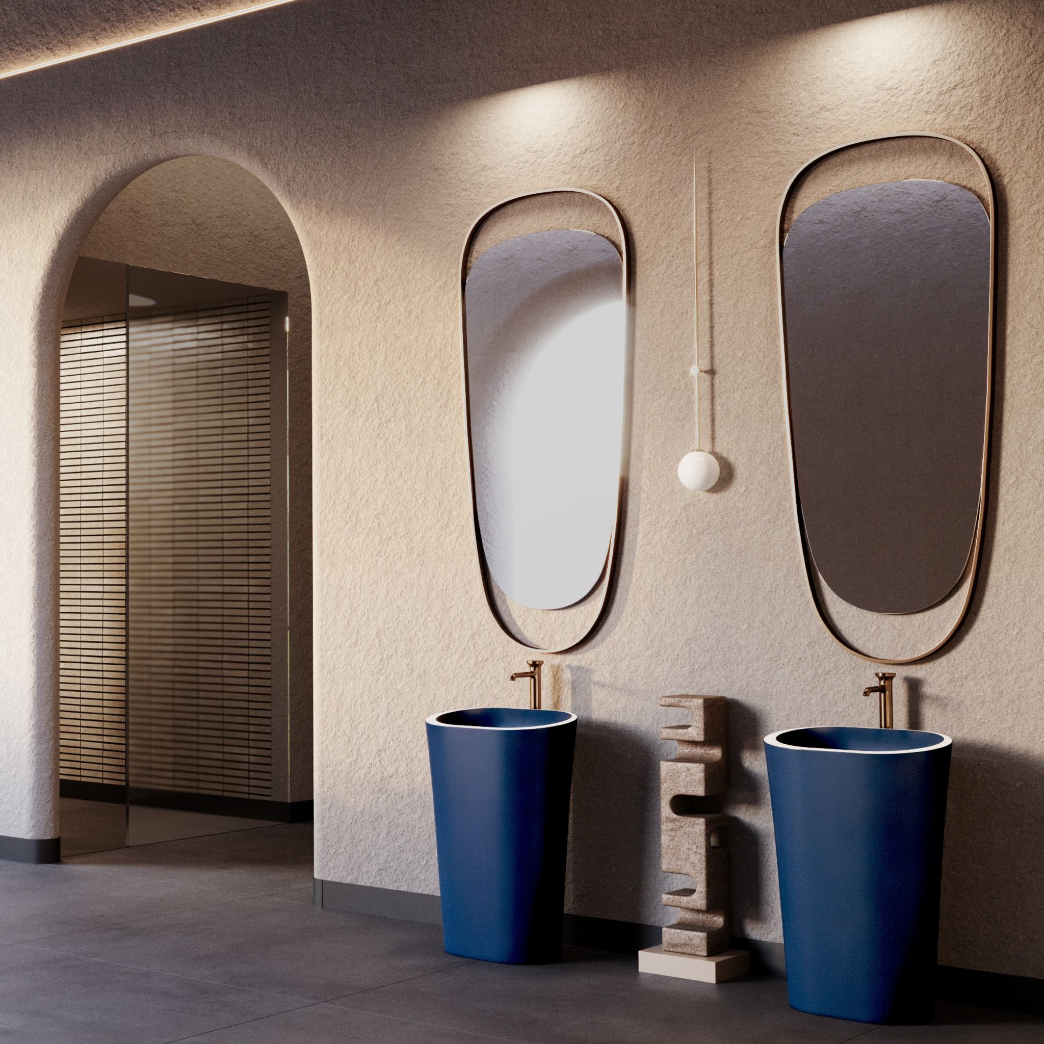 Chậu lavabo chân dài bằng mineral glass composite Phoenyx Galaxy - Cotton