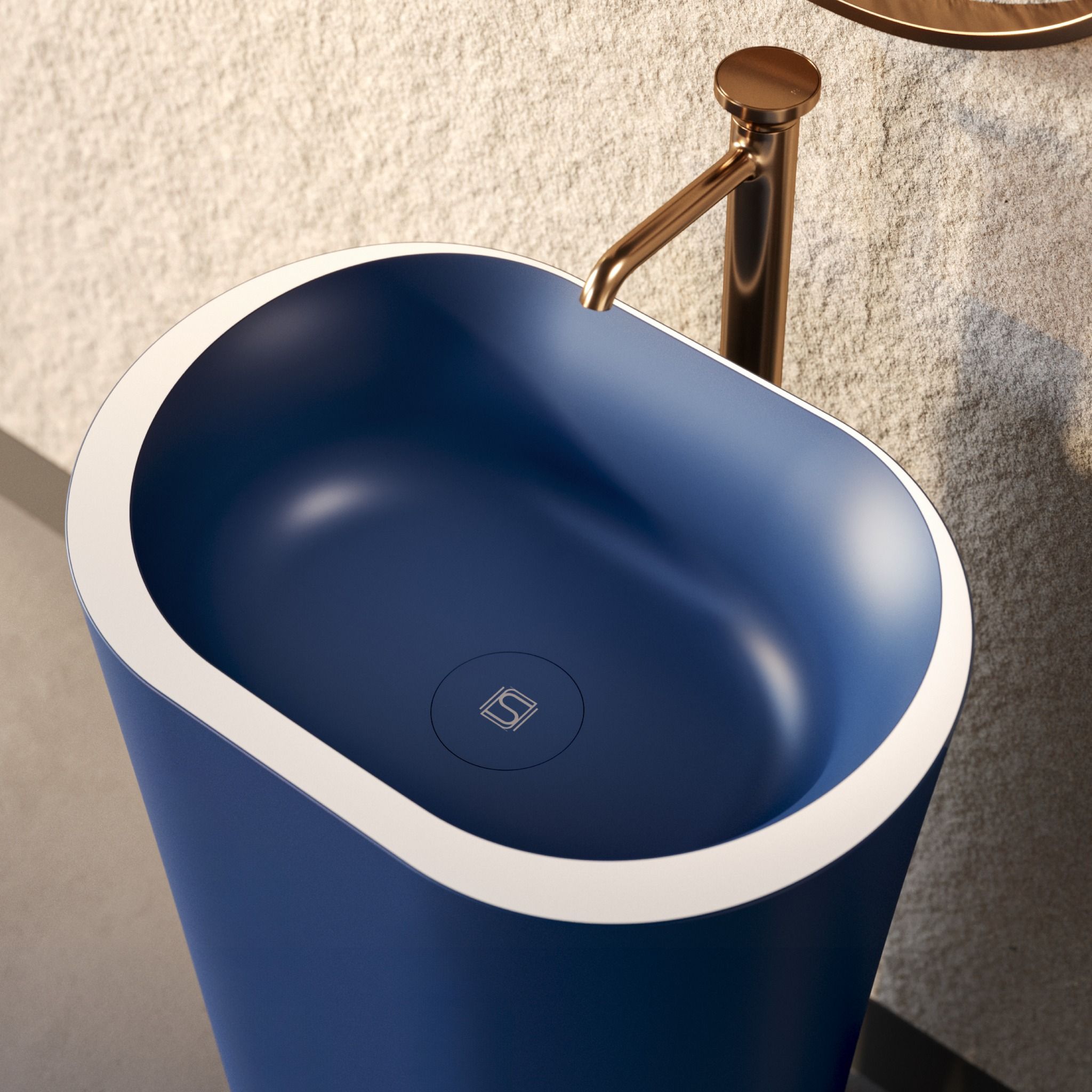 Chậu lavabo chân dài bằng mineral glass composite Phoenyx Galaxy - Cotton