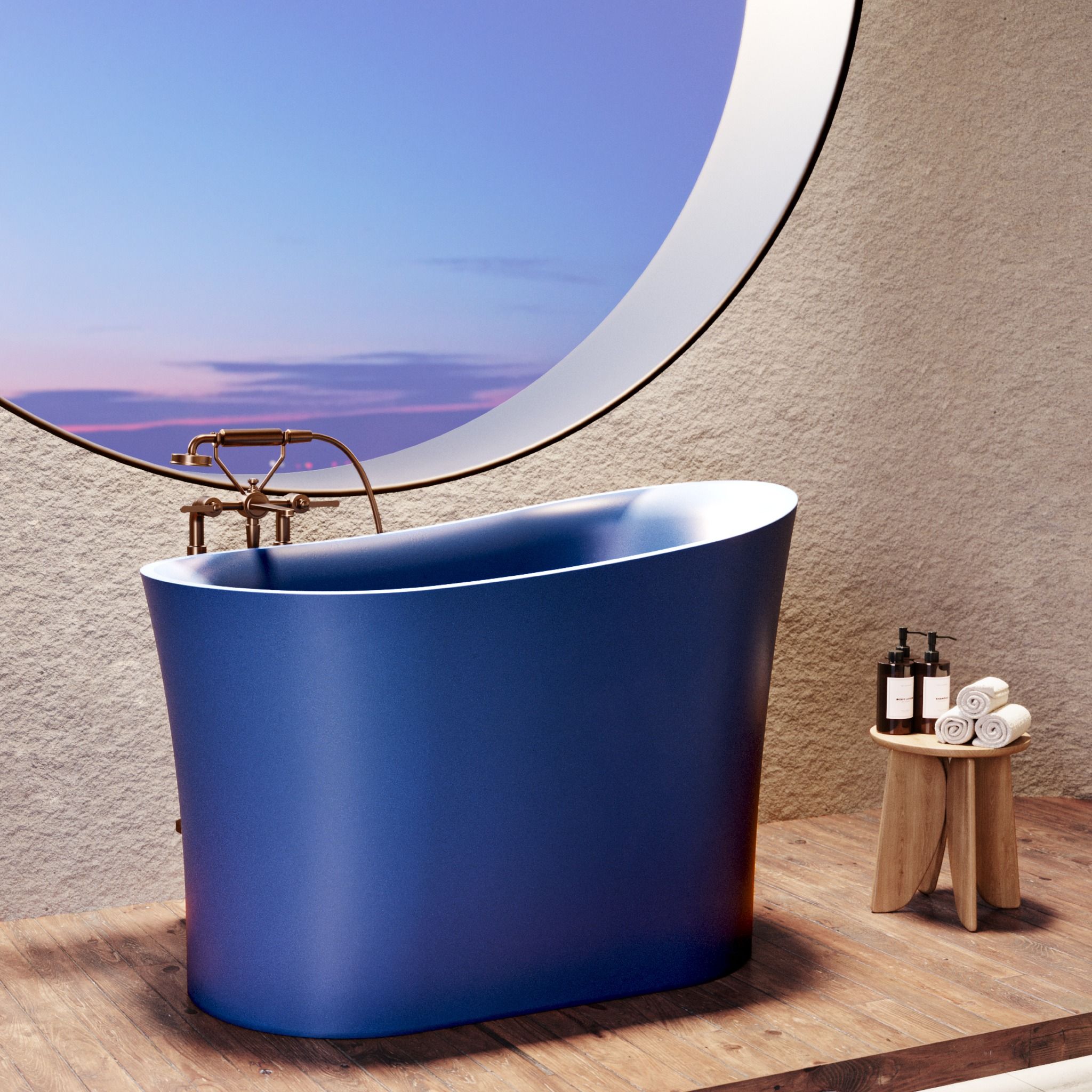 Bồn tắm bằng mineral glass composite kiểu Nhật Phoenyx Ofuro Galaxy