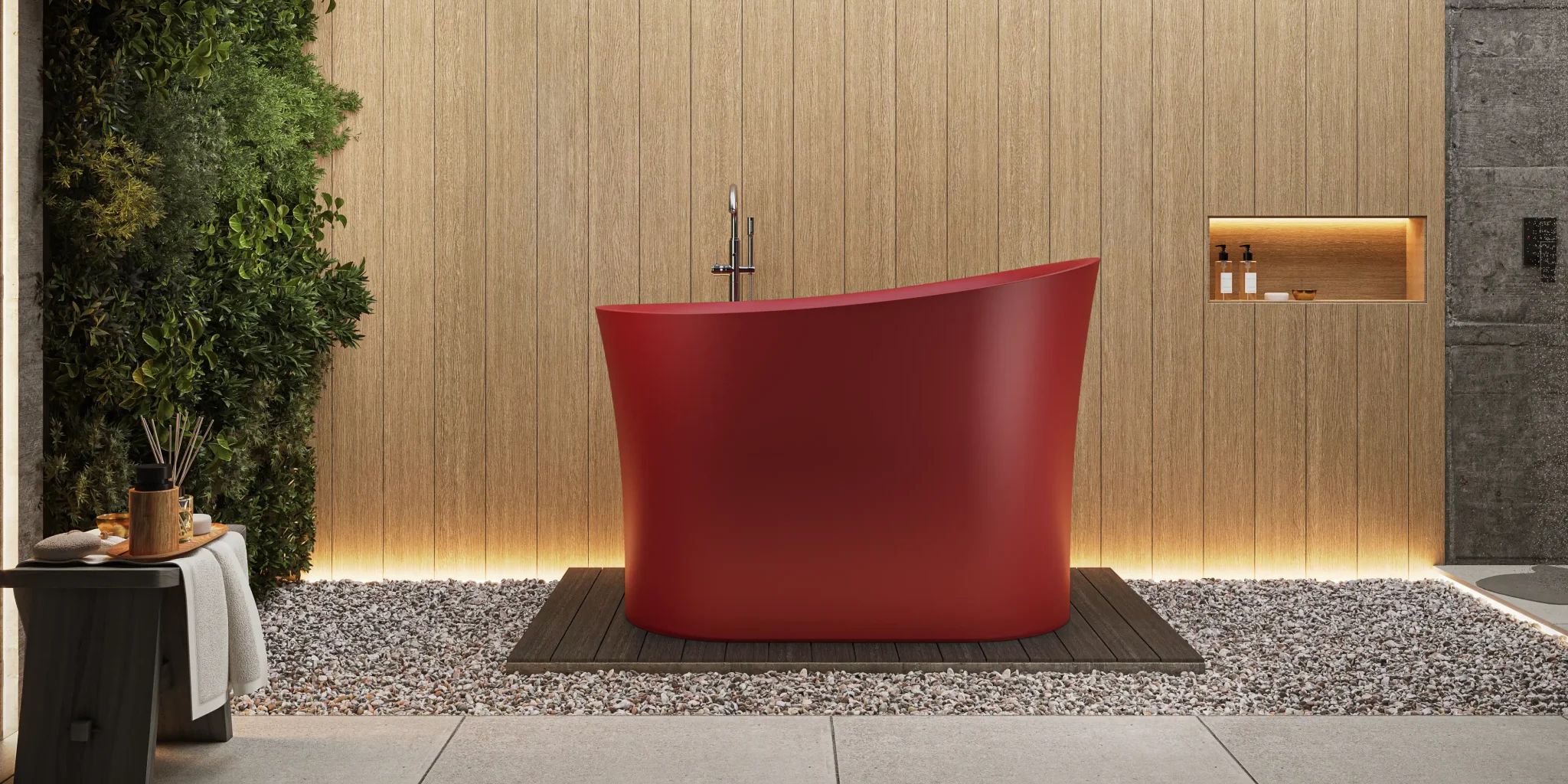 Bồn tắm bằng mineral glass composite kiểu Nhật Phoenyx Ofuro Rose