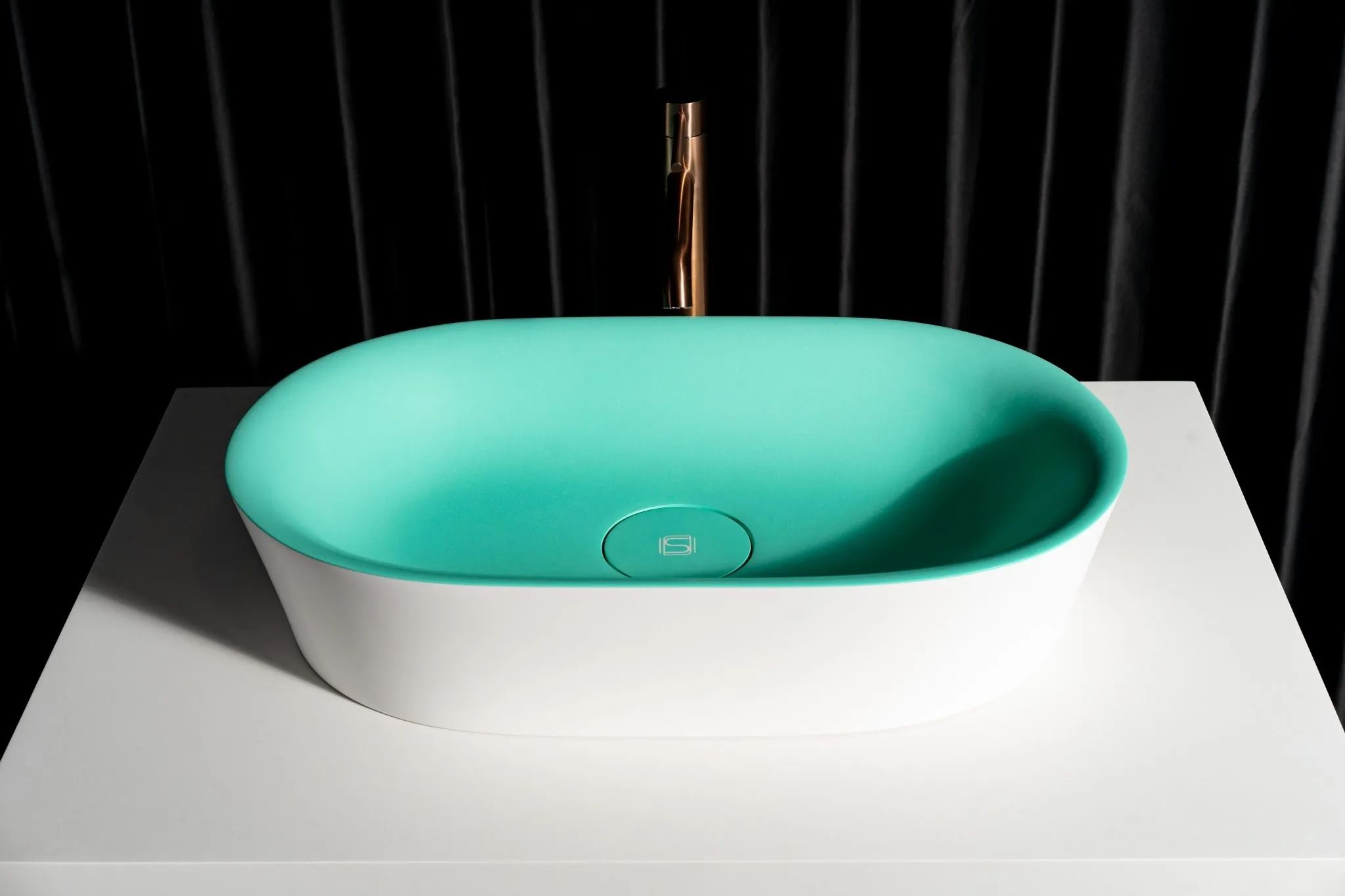 Chậu lavabo để bàn mineral glass composite Phoenyx Cotton - Aquamarine