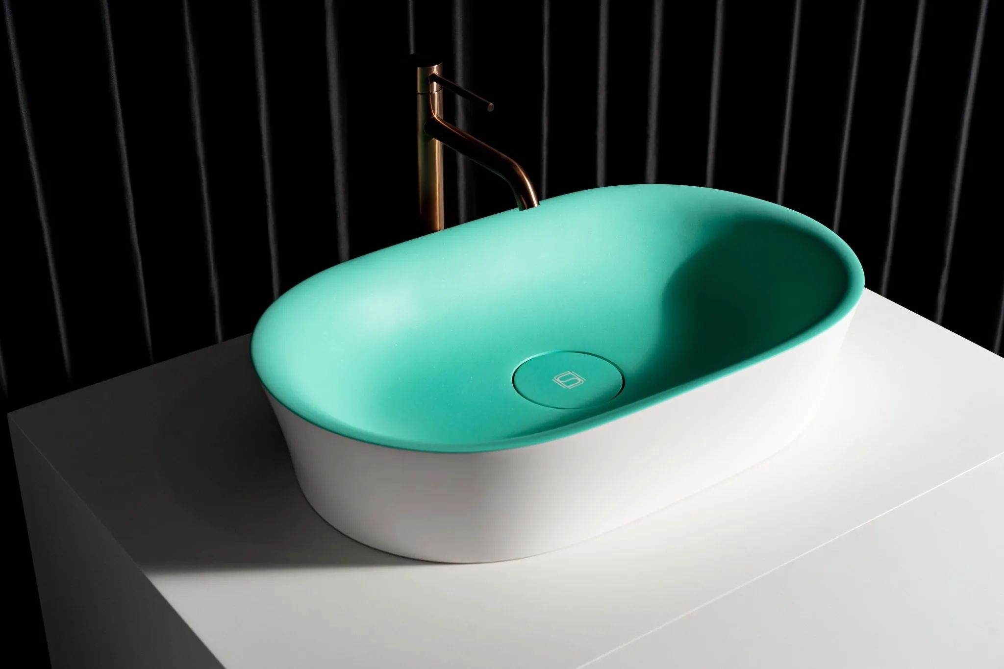Chậu lavabo để bàn mineral glass composite Phoenyx Cotton - Aquamarine