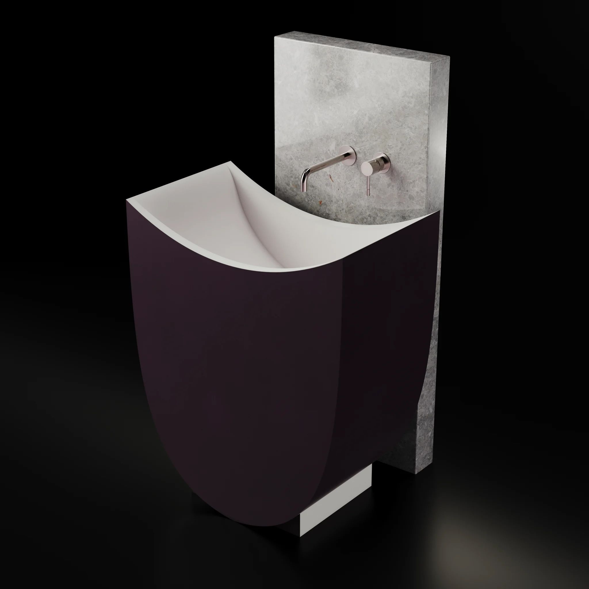 Chậu lavabo chân dài bằng mineral glass composite Serene Nebula - Cotton