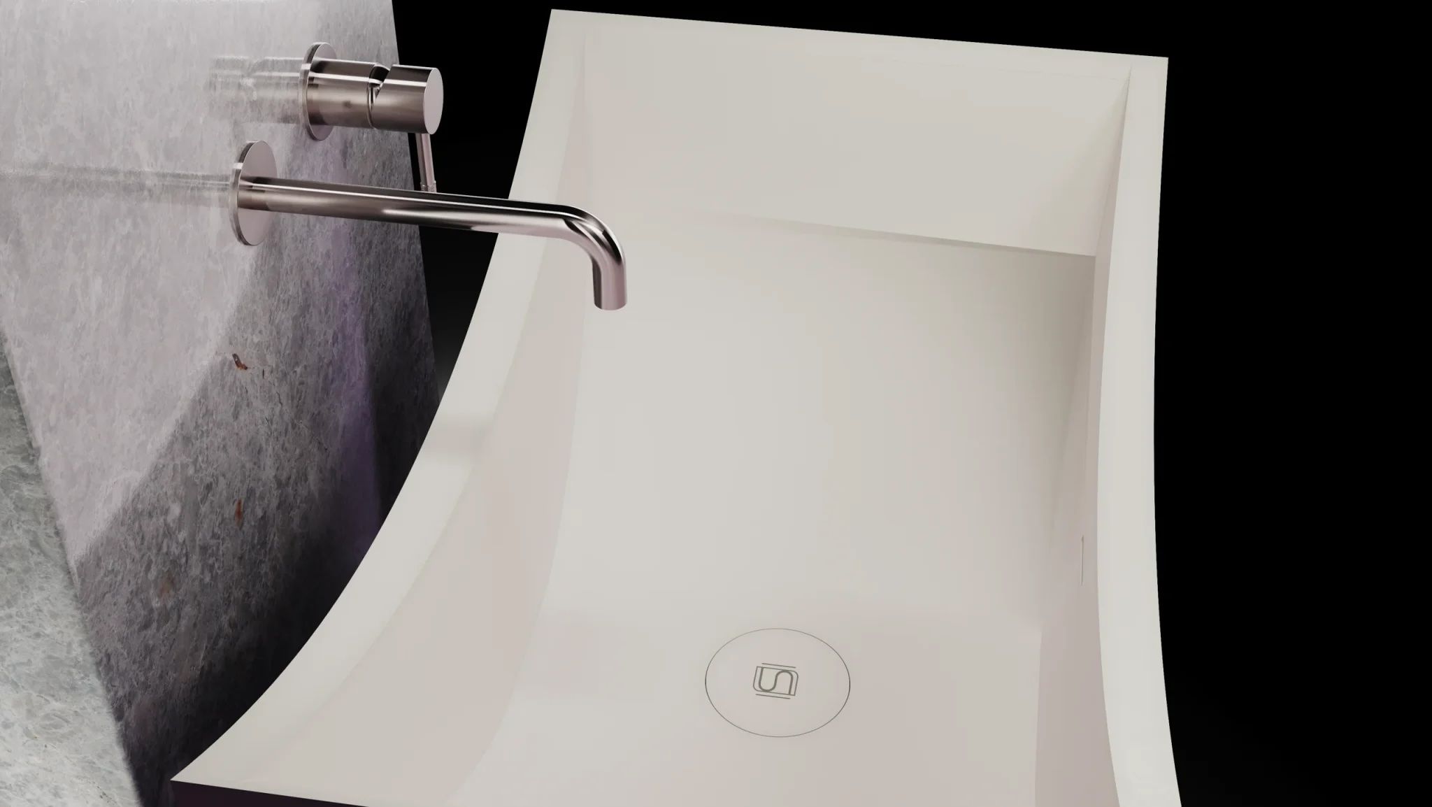 Chậu lavabo chân dài bằng mineral glass composite Serene Nebula - Cotton