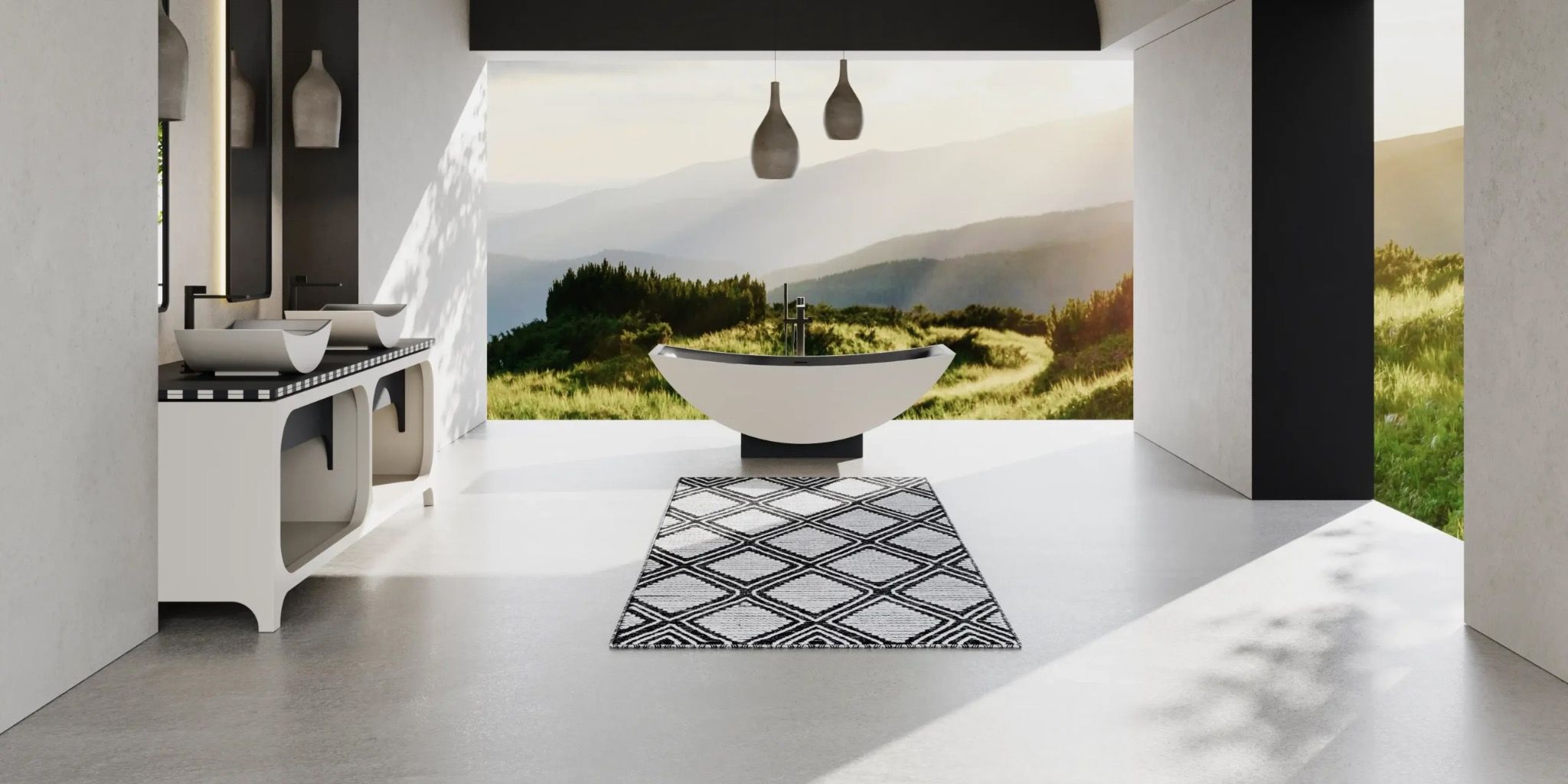 Bồn tắm bằng mineral glass composite Serene Cotton - Shadow