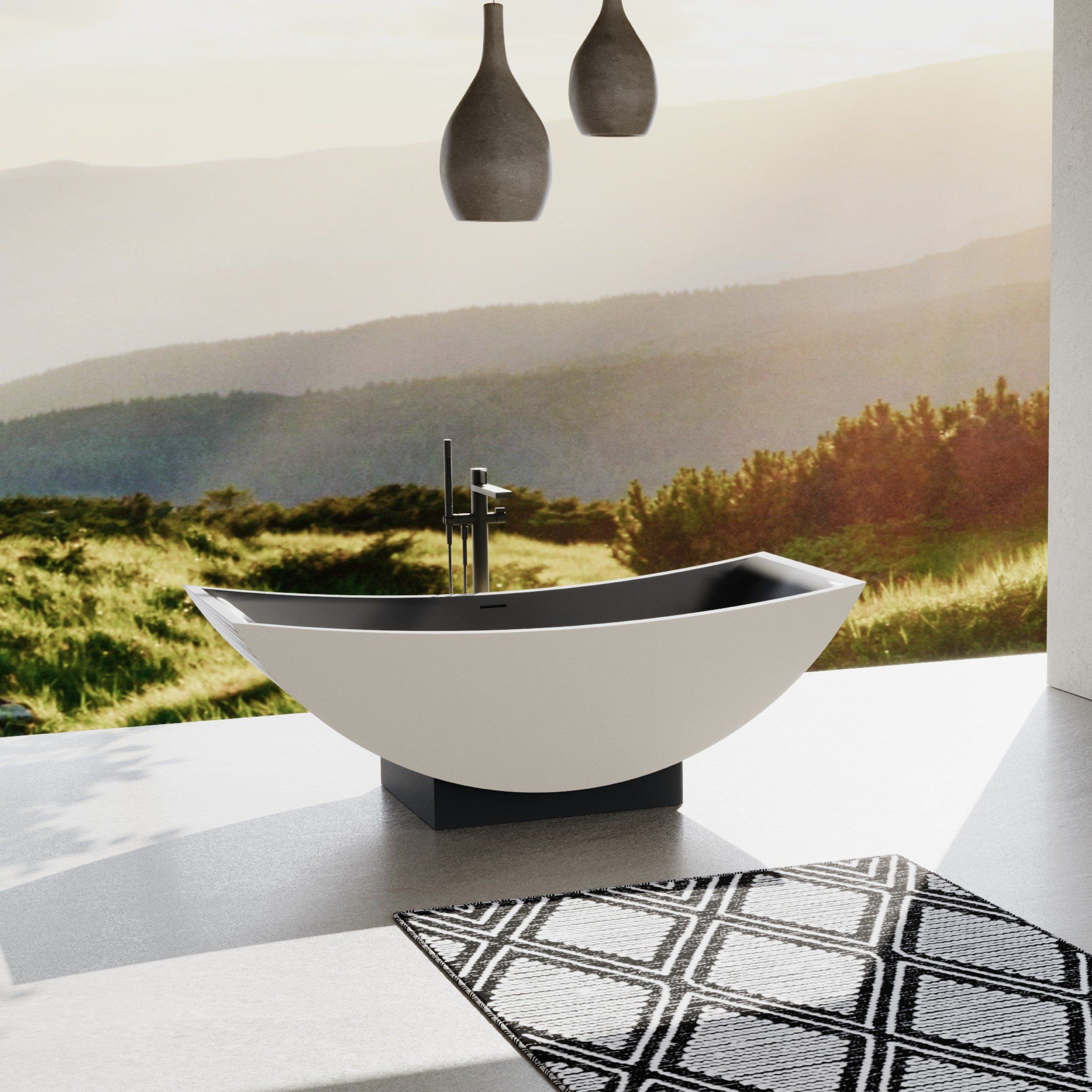 Bồn tắm bằng mineral glass composite Serene Cotton - Shadow