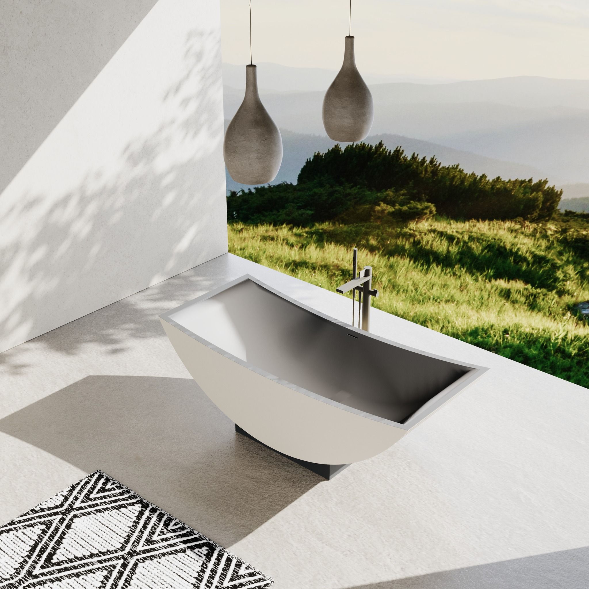Bồn tắm bằng mineral glass composite Serene Cotton - Shadow