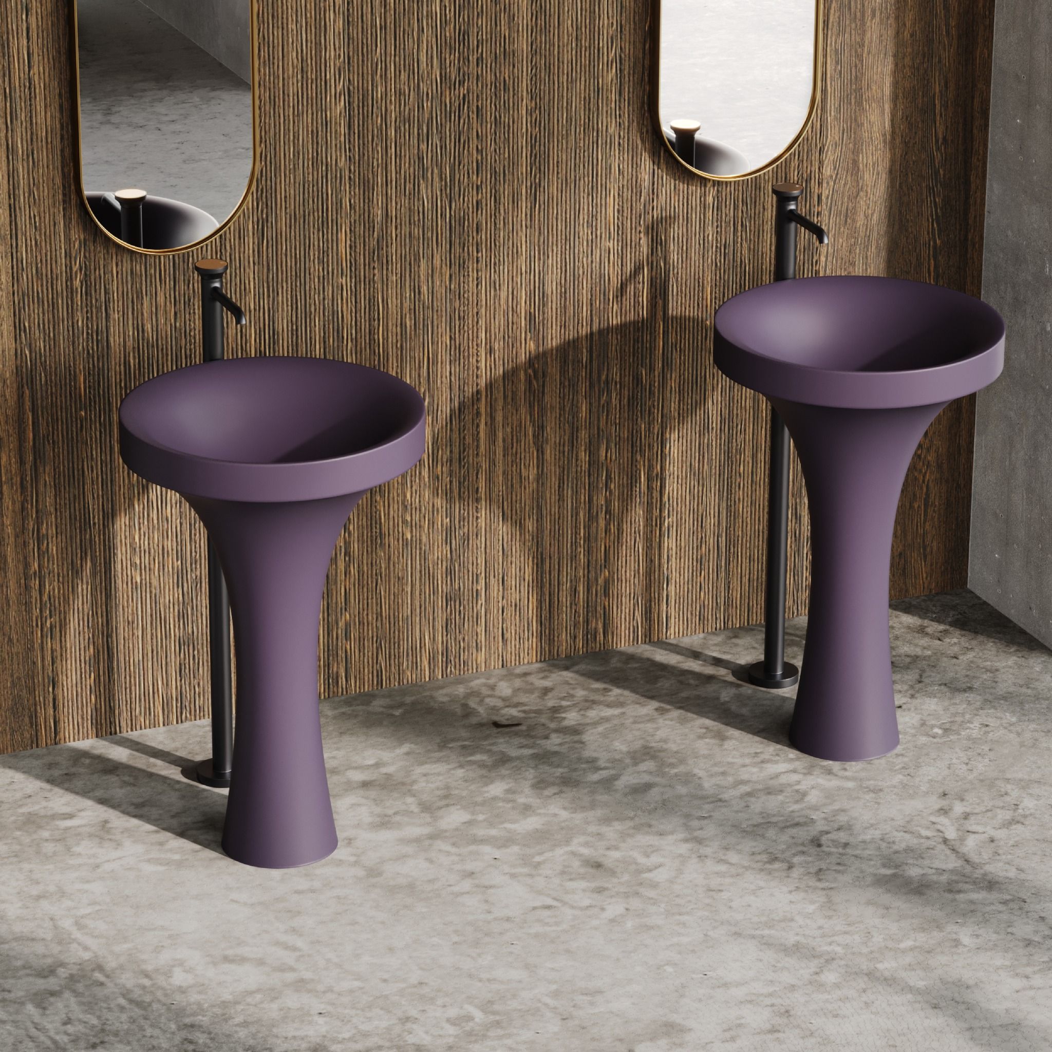 Chậu lavabo chân dài bằng mineral glass composite Silva Nebula