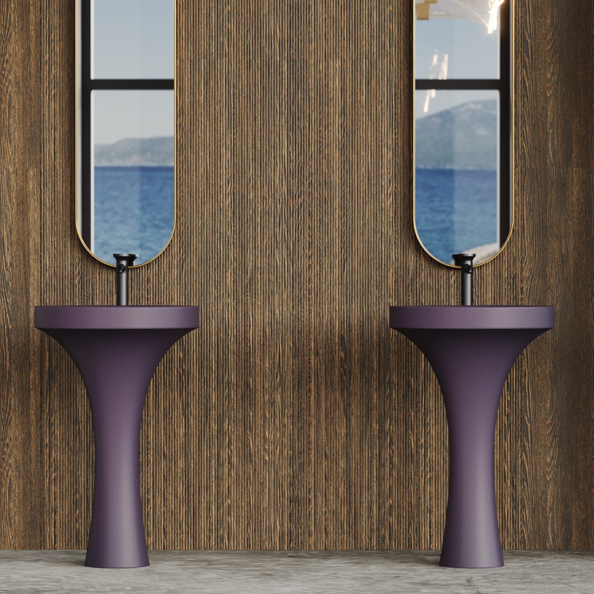 Chậu lavabo chân dài bằng mineral glass composite Silva Nebula