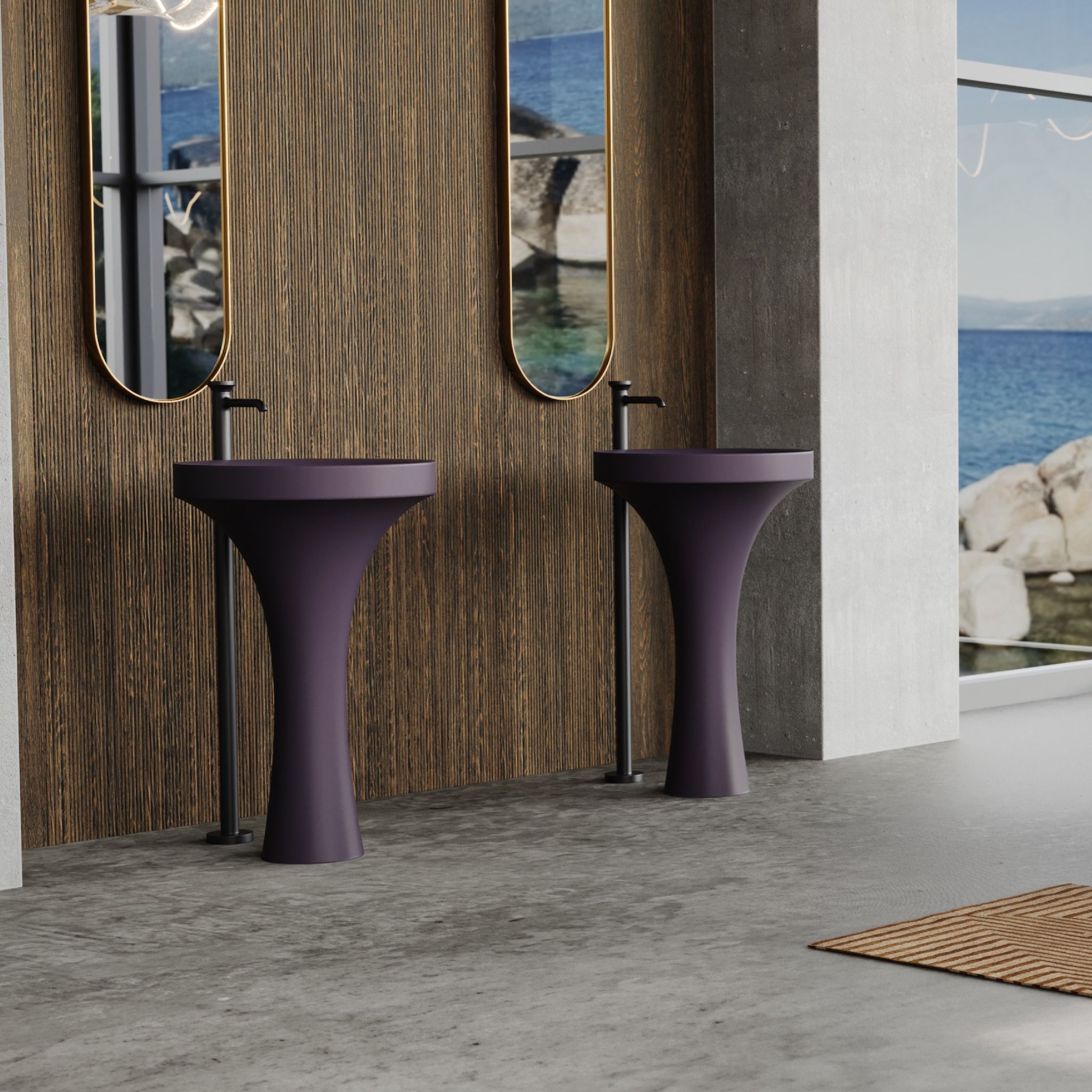 Chậu lavabo chân dài bằng mineral glass composite Silva Nebula