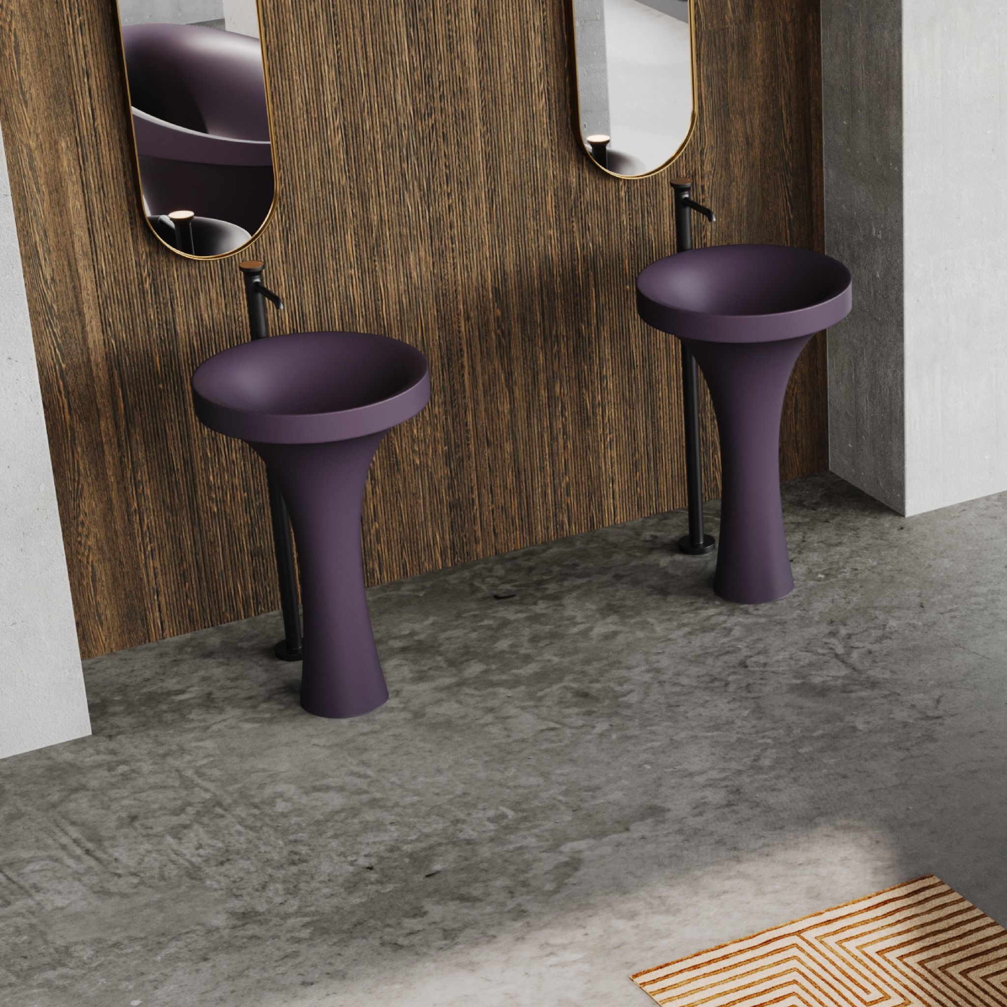 Chậu lavabo chân dài bằng mineral glass composite Silva Nebula