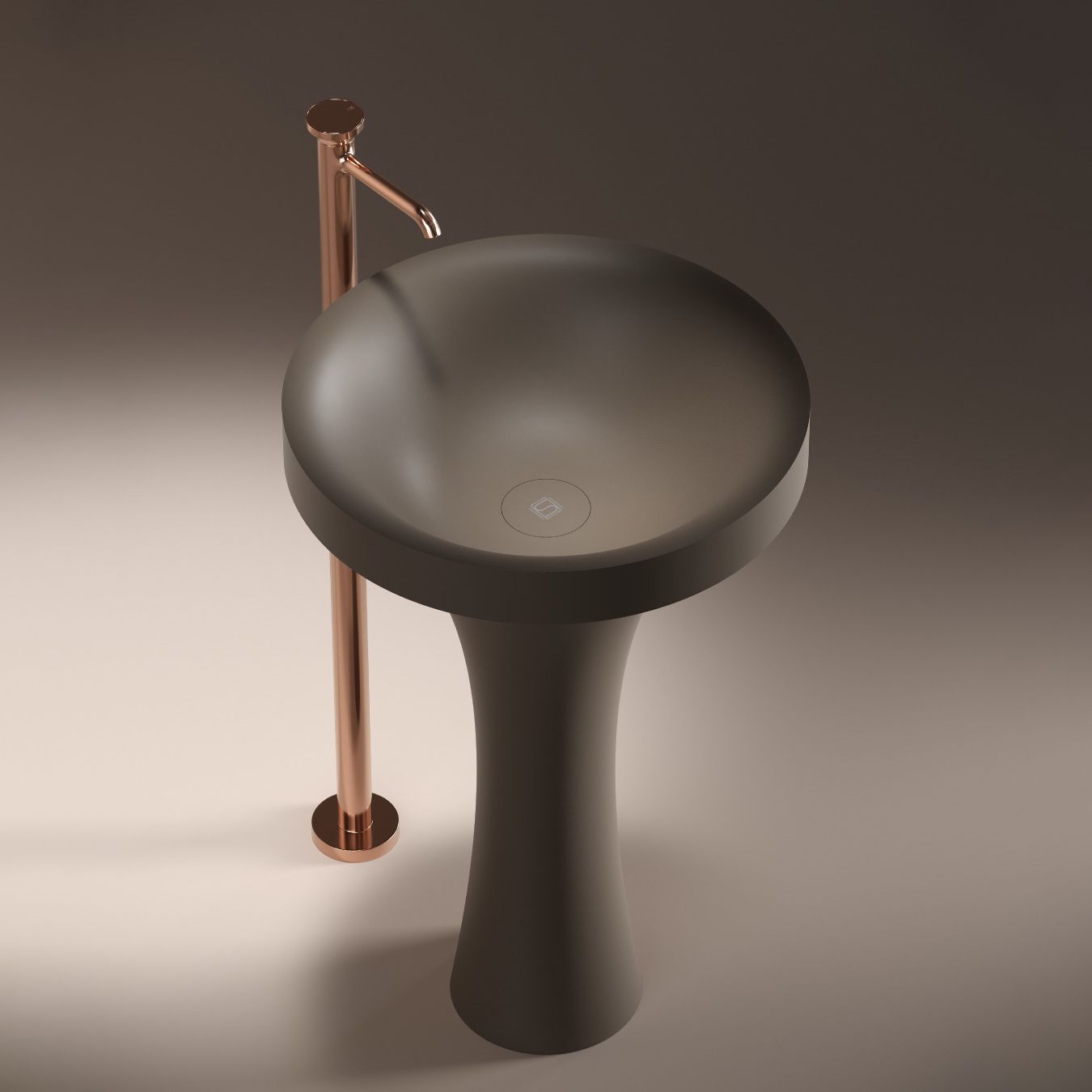 Chậu lavabo chân dài bằng mineral glass composite Silva Shoreline