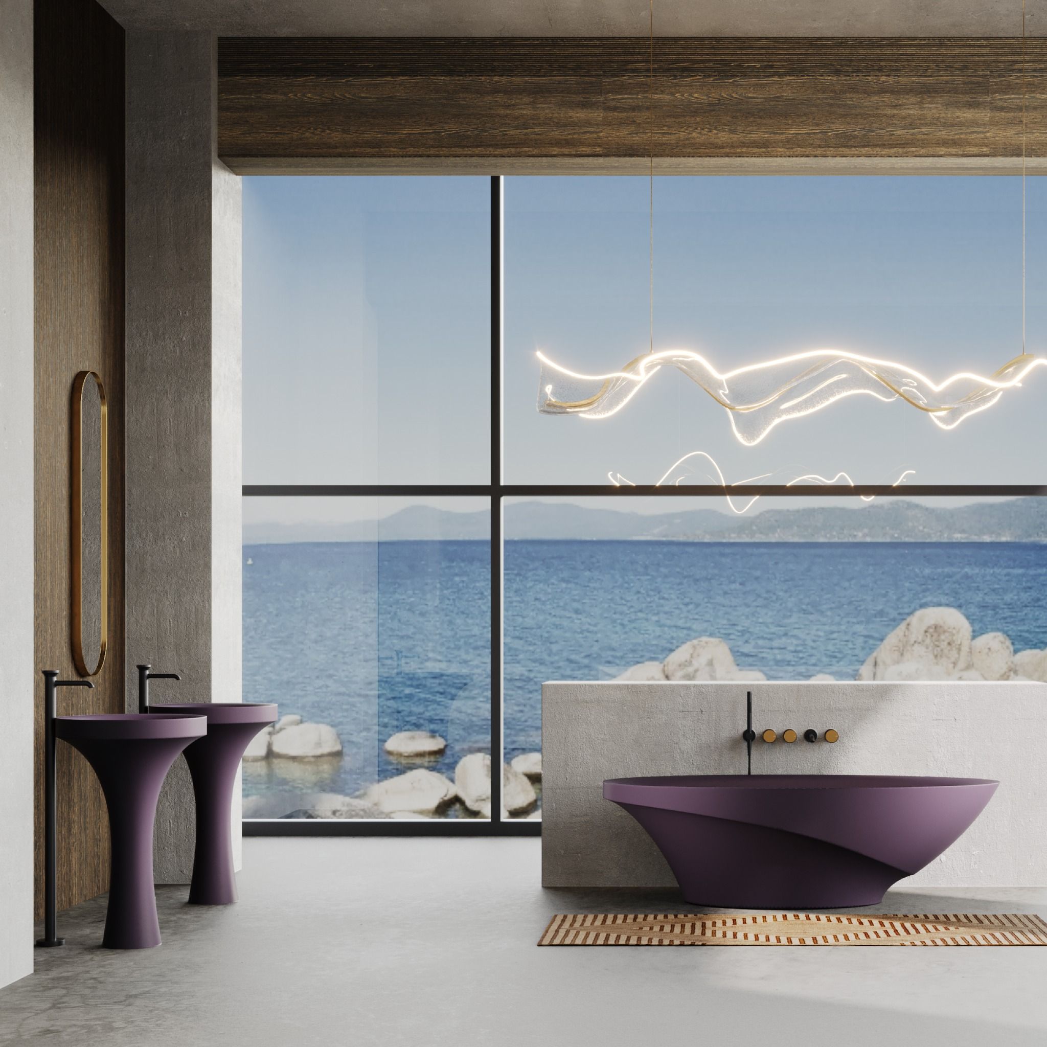 Bồn tắm bằng mineral glass composite Silva Purple