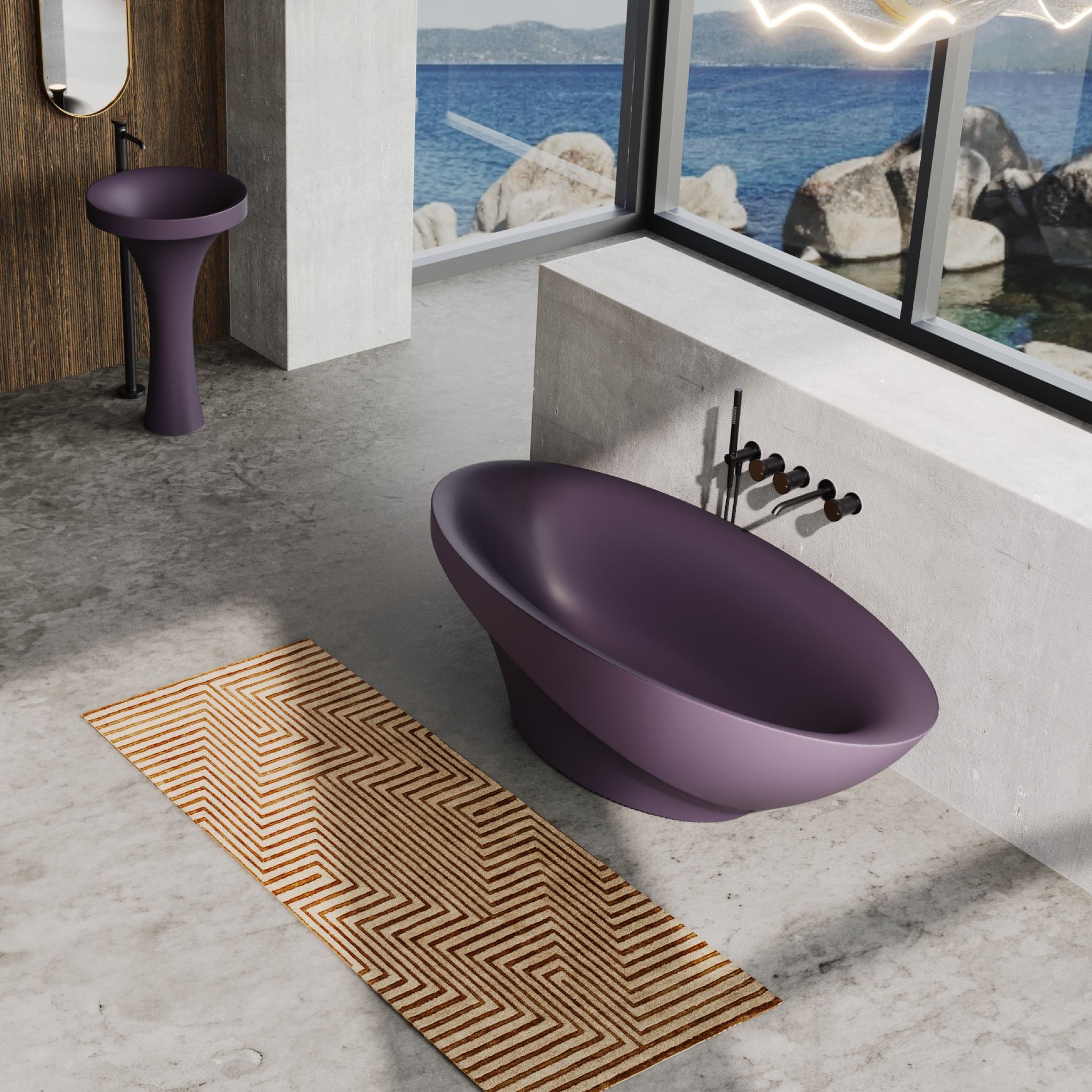 Bồn tắm bằng mineral glass composite Silva Purple