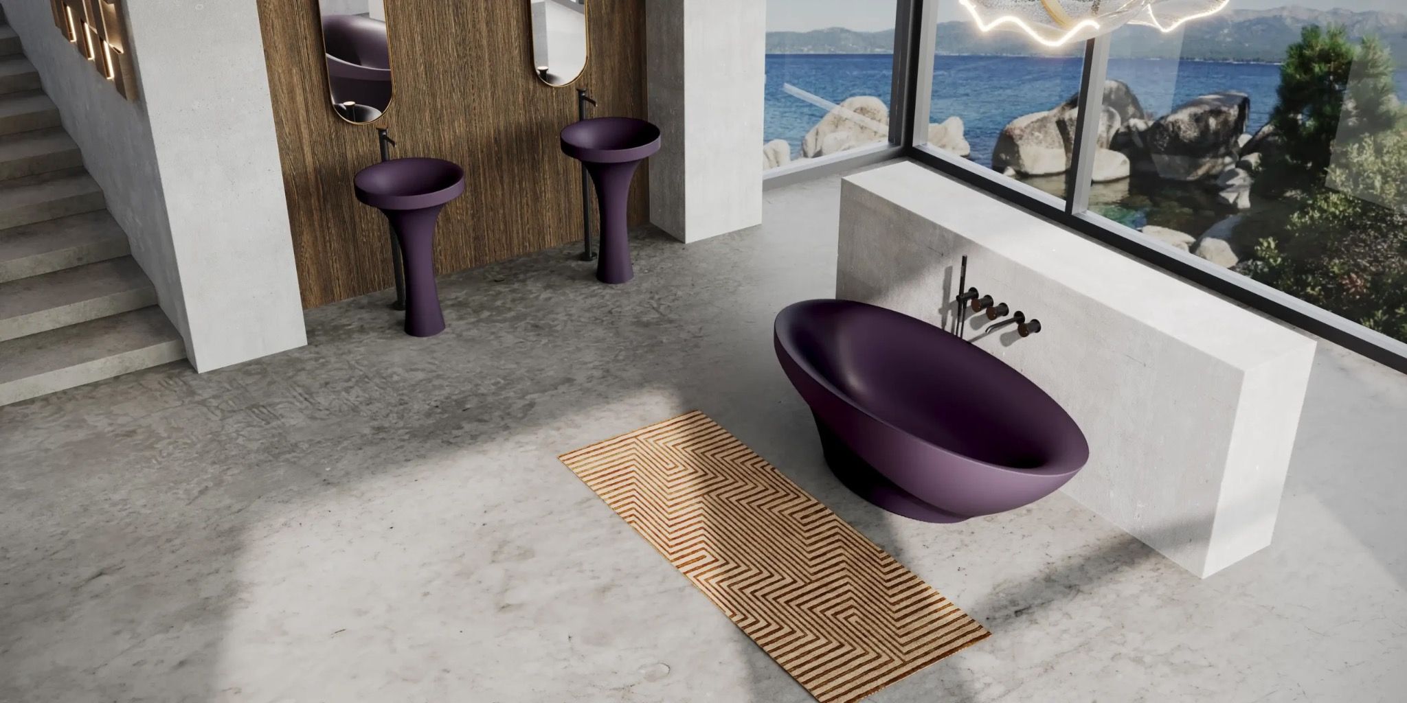 Bồn tắm bằng mineral glass composite Silva Purple