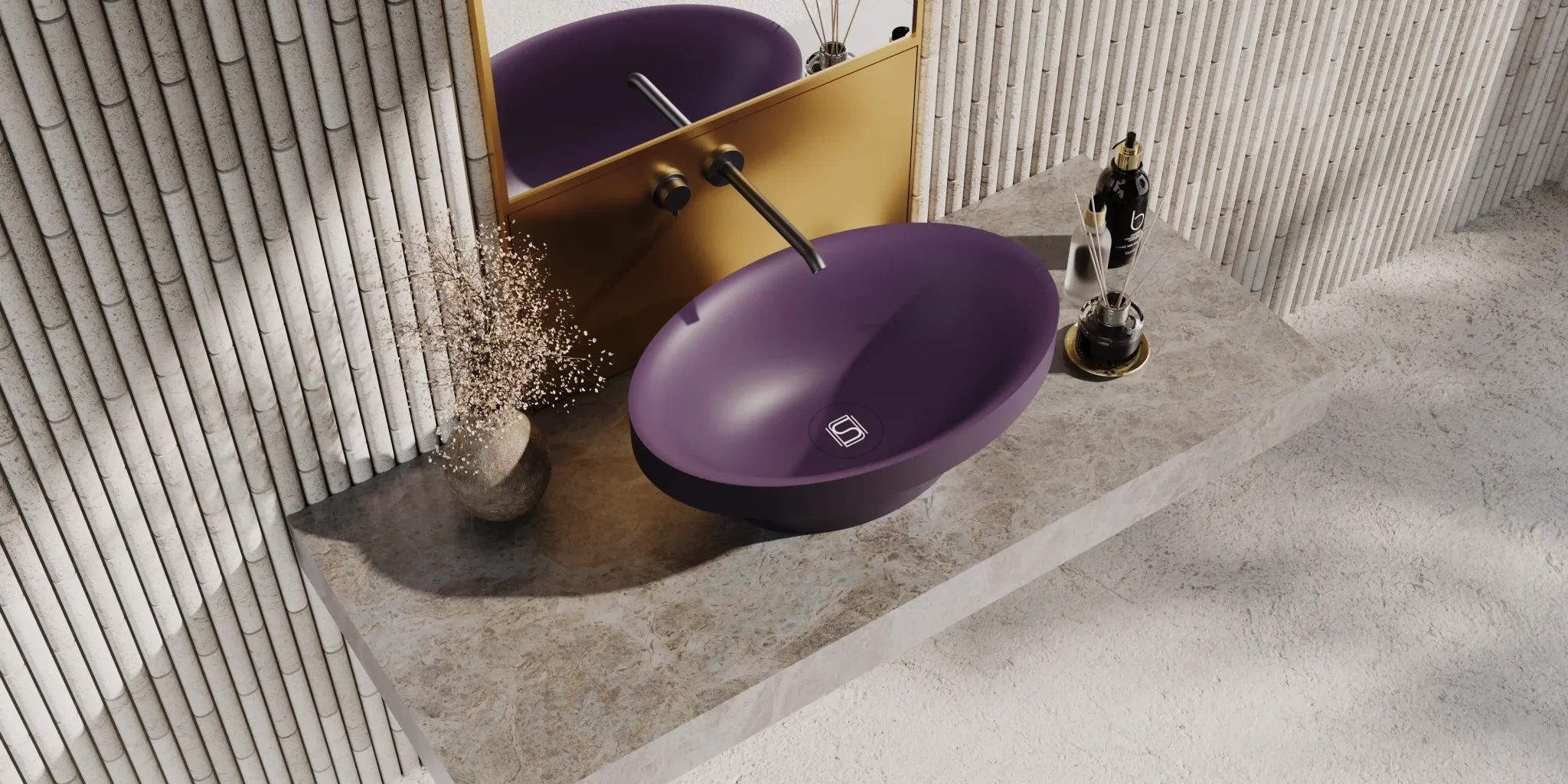 Chậu lavabo để bàn mineral glass composite Silva Nebula
