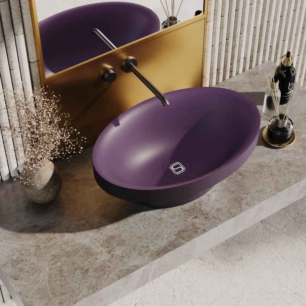 Chậu lavabo để bàn mineral glass composite Silva Nebula