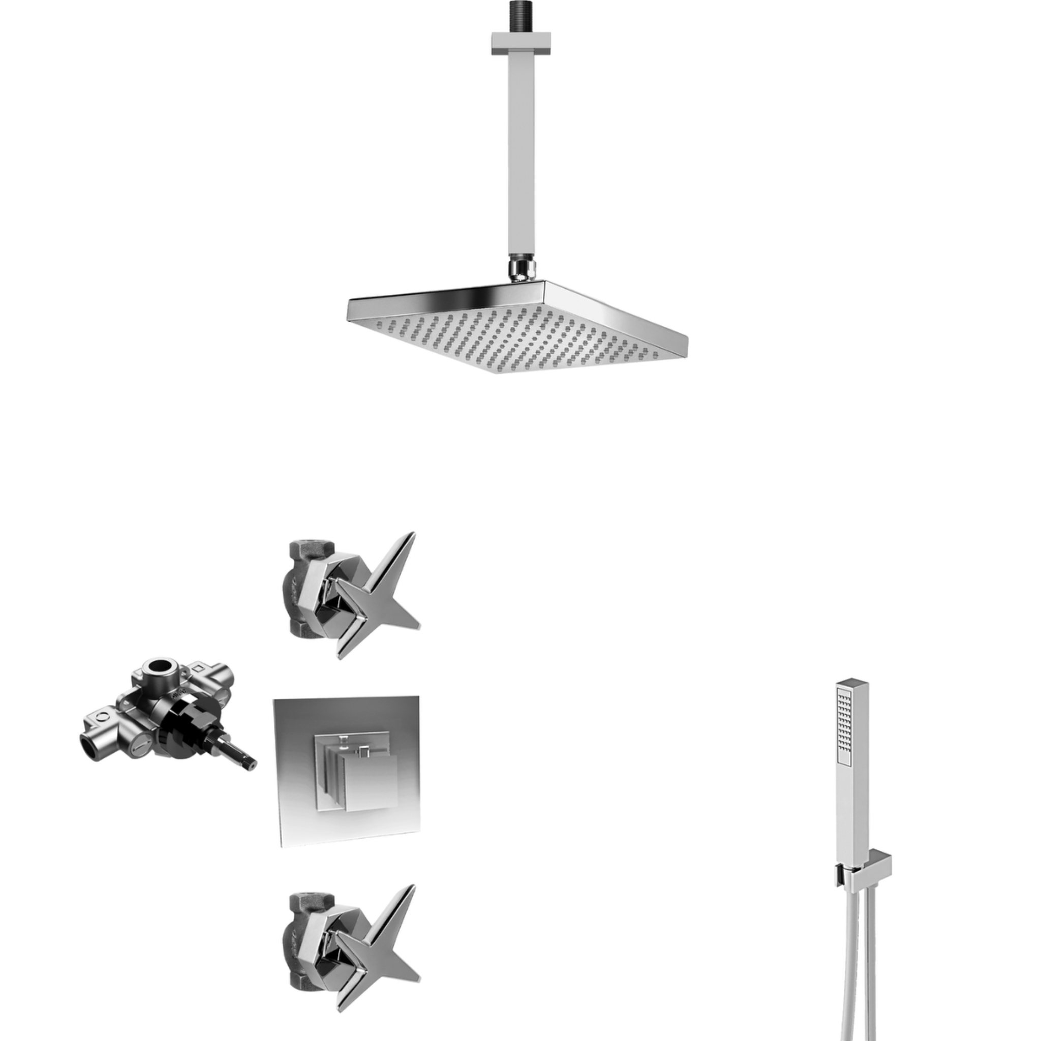 Vòi sen âm trần có sen cầm tay bằng đồng Stella - STL-CSHOWER1
