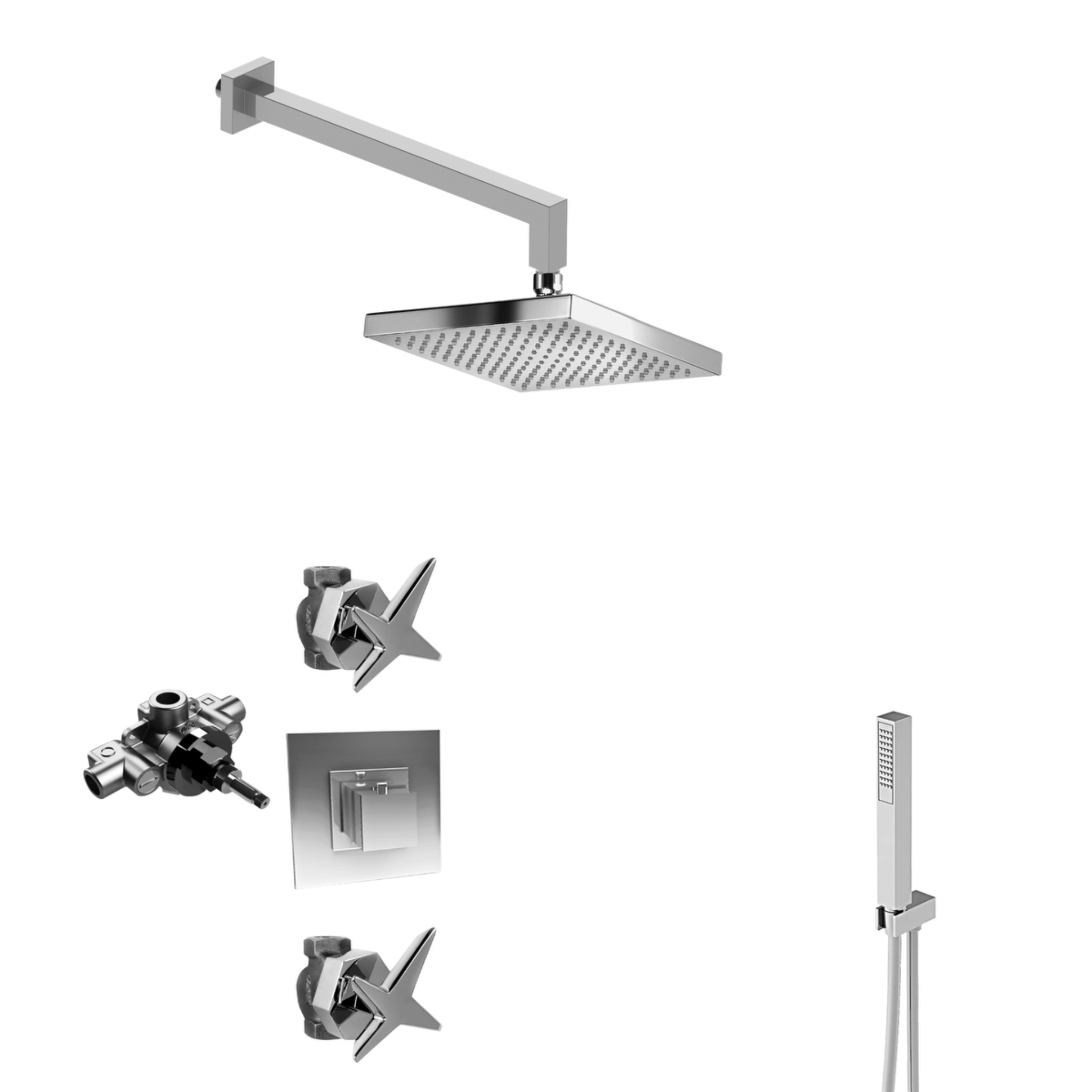 Vòi sen gắn tường có sen cầm tay bằng đồng Stella - STL-WSHOWER1
