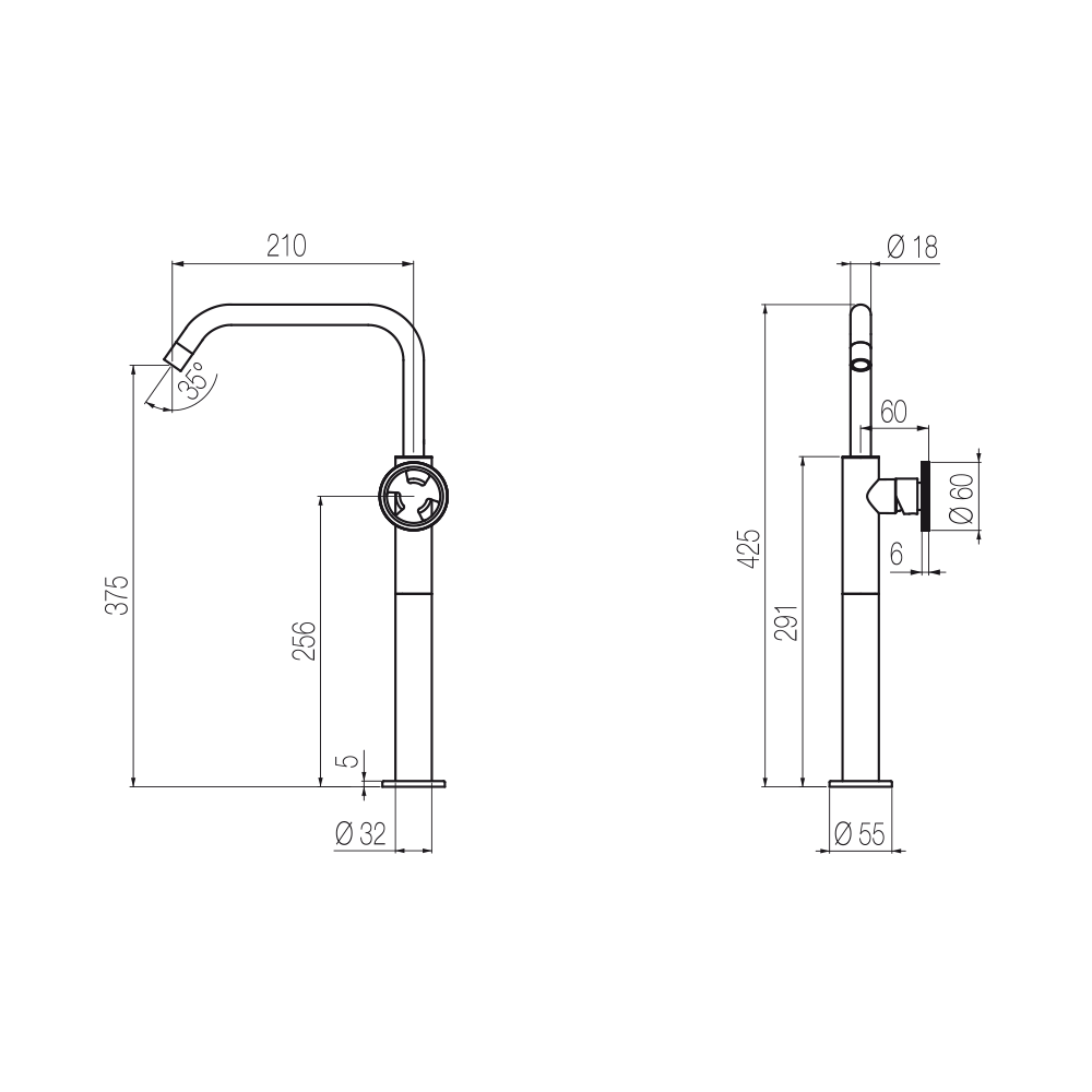  Vòi chậu lavabo cao 420mm bằng đồng Tibò - TIB4M 