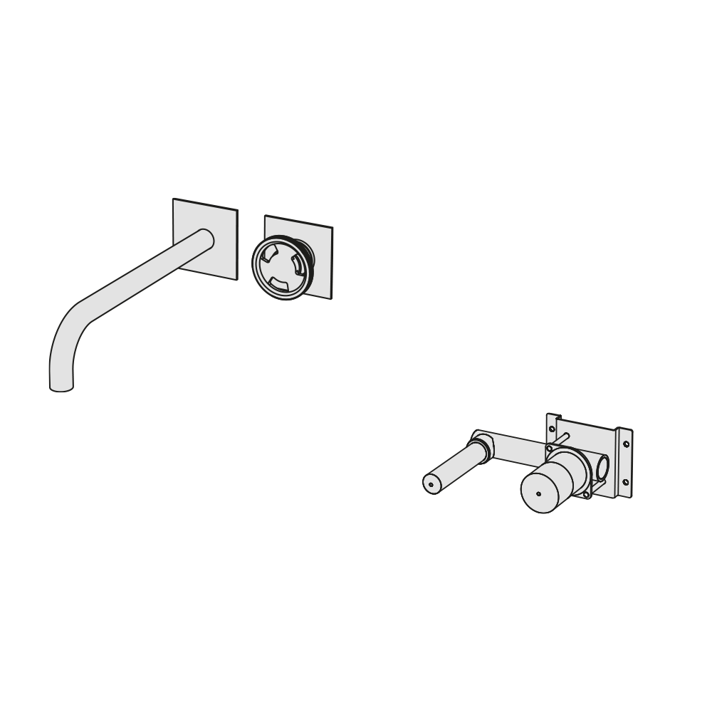 Vòi chậu lavabo gắn tường 2 lỗ dài 250mm bằng đồng Tibò - TIB85
