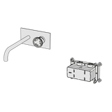  Vòi chậu lavabo gắn tường 2 lỗ dài 250mm bằng đồng Tibò - TIB89 