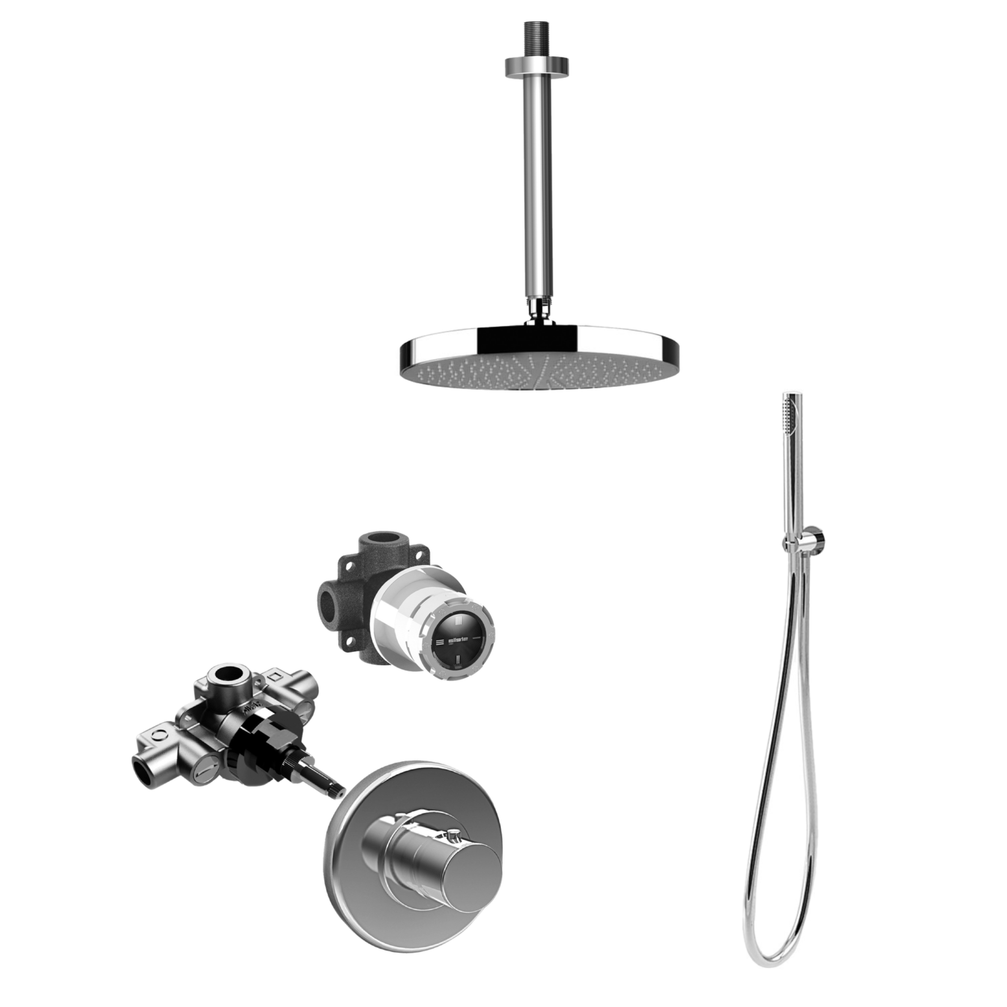 Vòi sen âm trần điều chỉnh nhiệt độ có sen cầm tay bằng đồng Timeaster - 0153-52