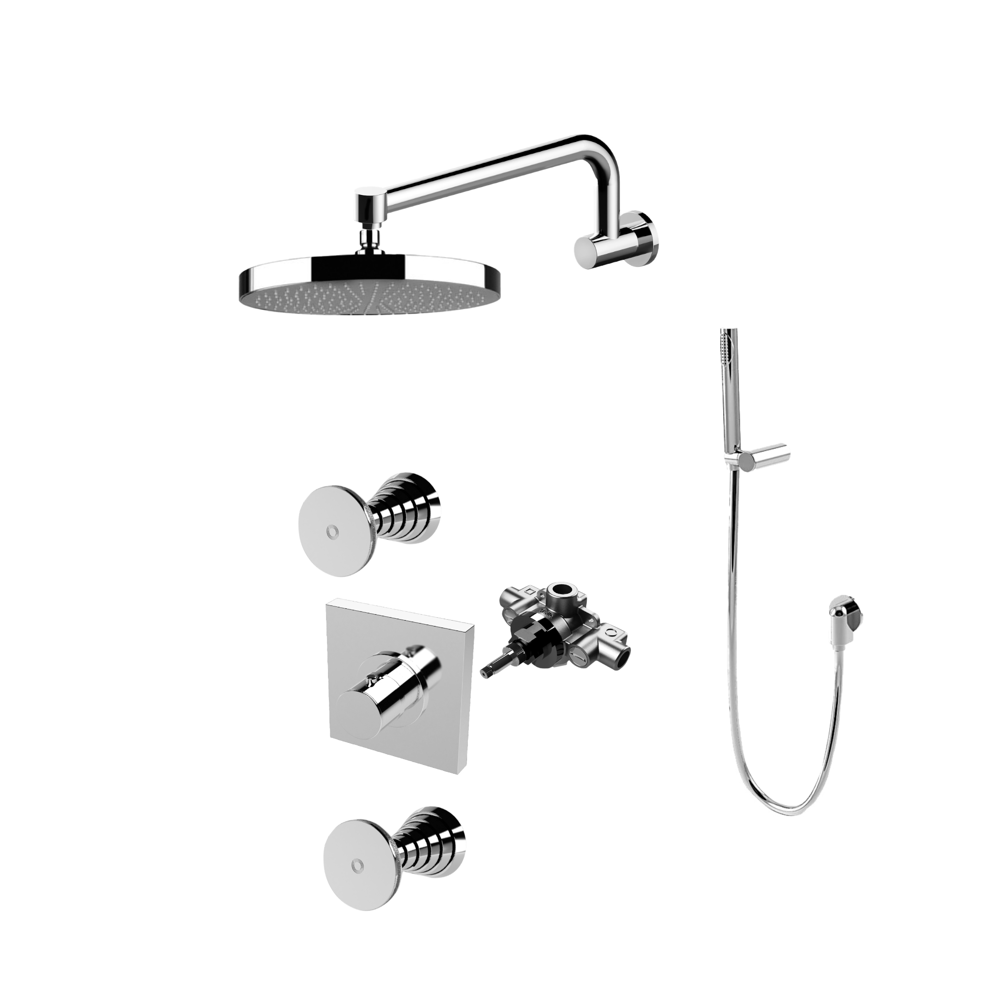 Vòi sen gắn tường điều chỉnh nhiệt độ có sen cầm tay bằng đồng Titian - TIT-WSHOWER2