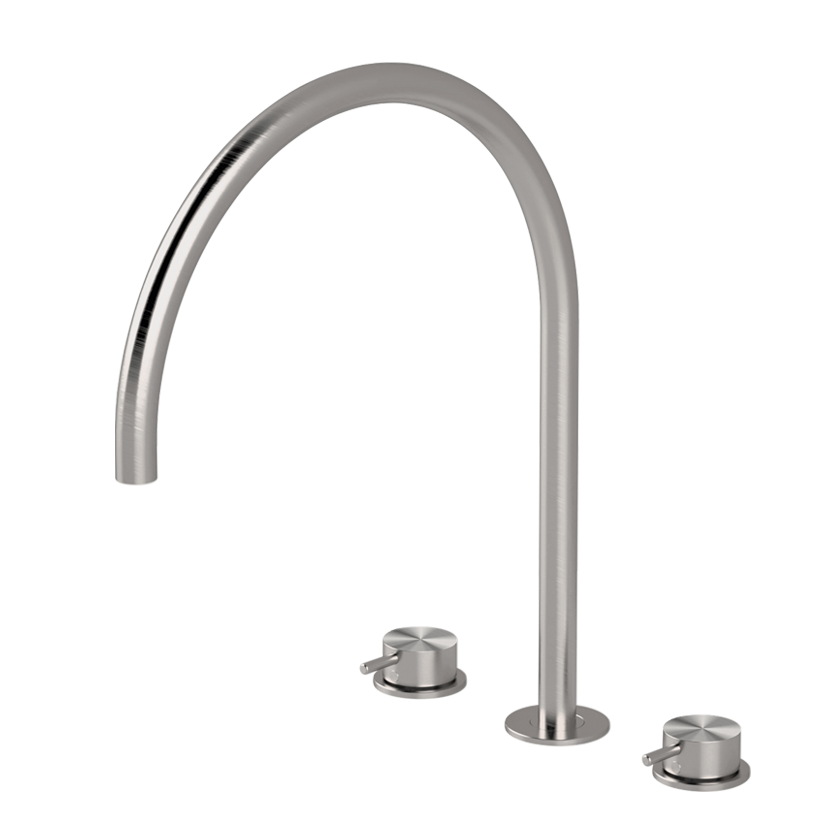 Vòi chậu lavabo xoay 3 lỗ cao 380mm bằng stainless steel Toki - TKN26