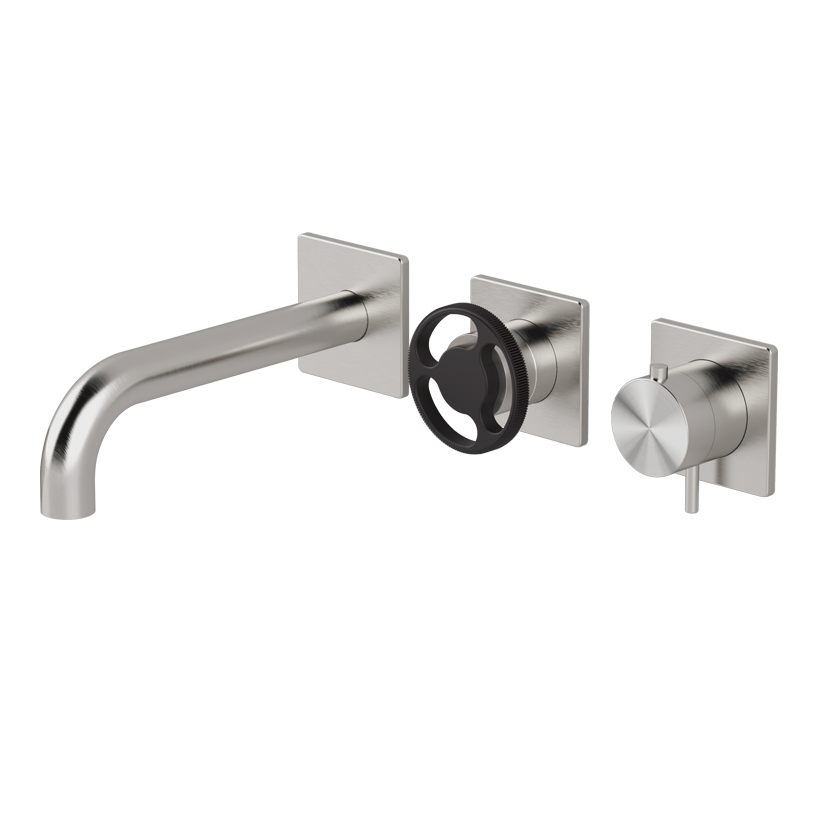  Vòi bồn tắm 3 lỗ gắn tường 2 đầu ra điều chỉnh nhiệt độ dài 190mm bằng stainless steel Kàto - TKN84 