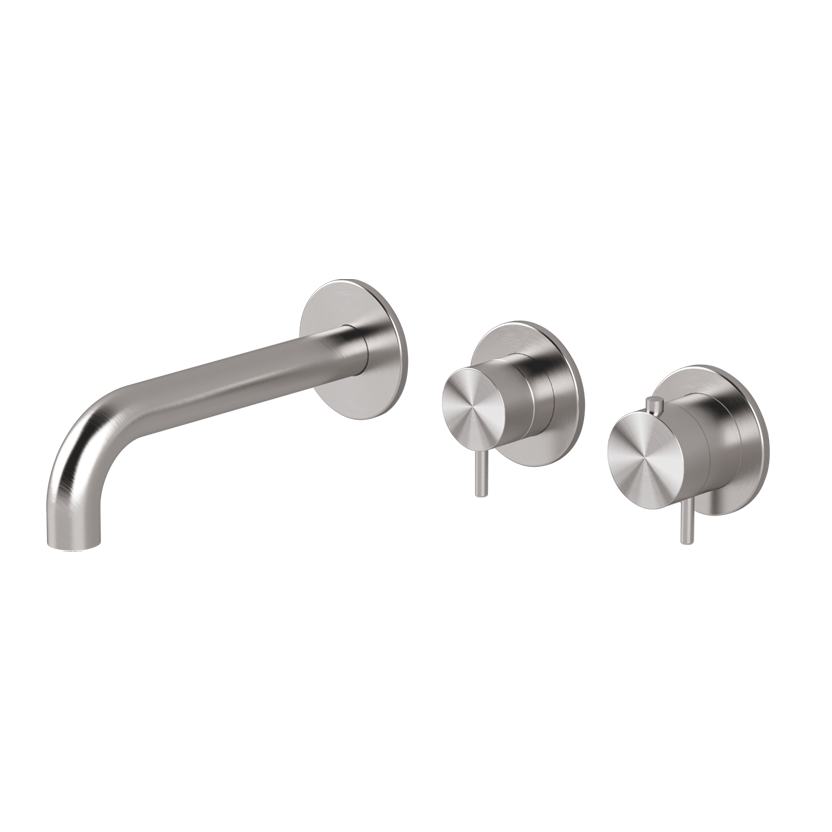 Vòi bồn tắm gắn tường điều chỉnh nhiệt độ 3 lỗ 2 đầu ra dài 190mm bằng stainless steel Toki - TKV84