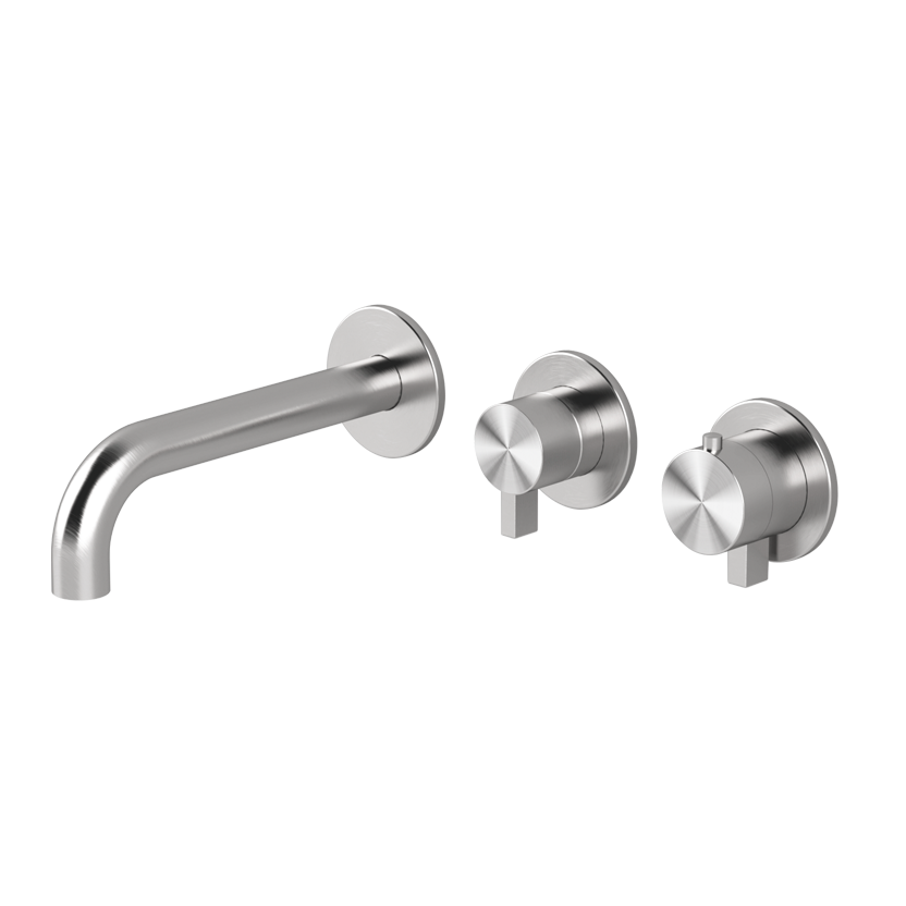 Vòi bồn tắm gắn tường điều chỉnh nhiệt độ 3 lỗ 2 đầu ra dài 190mm bằng stainless steel Toox - TQV84