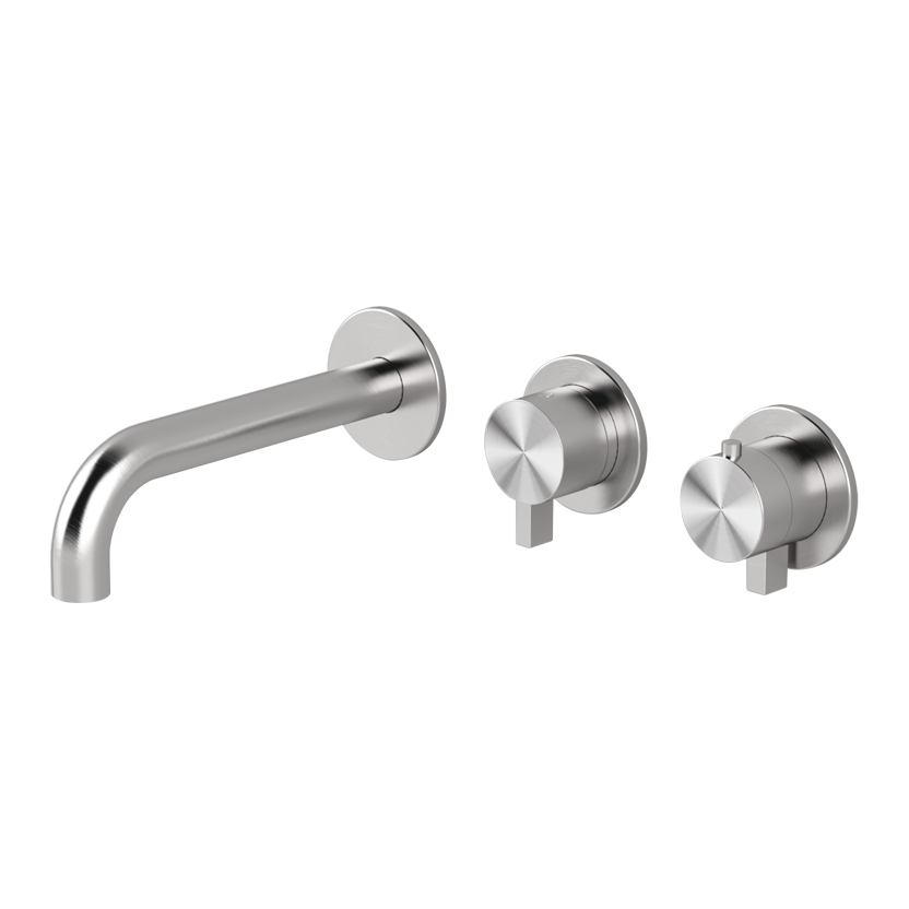 Vòi bồn tắm gắn tường điều chỉnh nhiệt độ 3 lỗ 3 đầu ra dài 190mm bằng stainless steel Toox - TQV90