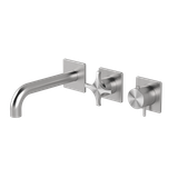  Vòi bồn tắm gắn tường điều chỉnh nhiệt độ 3 lỗ 2 đầu ra dài 190mm bằng stainless steel Dixi - TRX84 