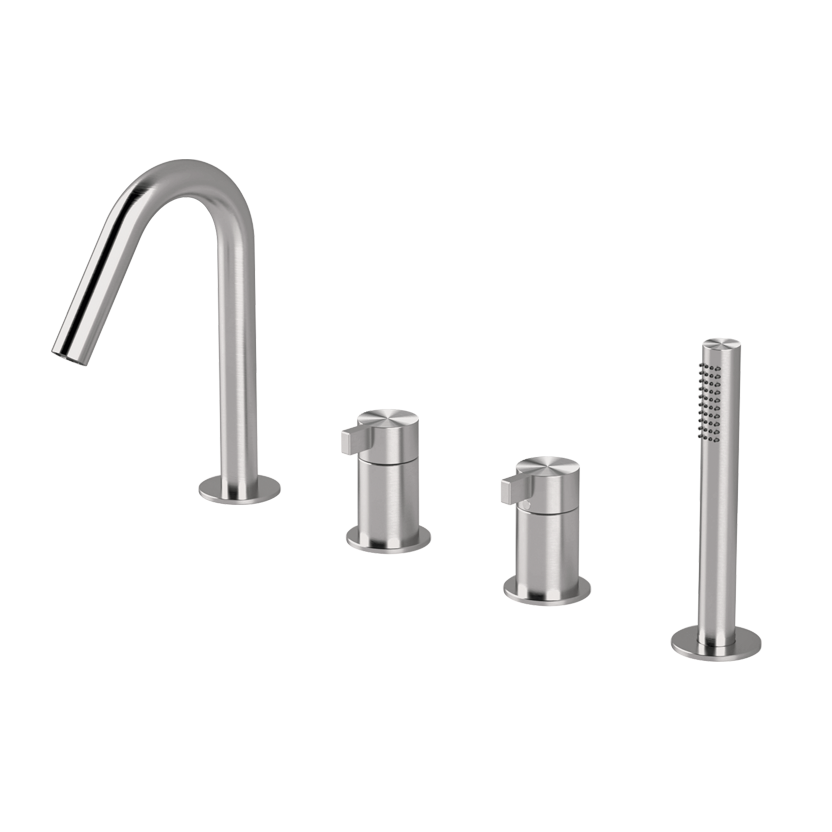  Vòi bồn tắm 4 lỗ gắn thành có vòi sen cầm tay bằng stainless steel Toox - TXQ16 