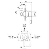  Vòi chậu rửa mặt gắn tường rộng 530mm bằng đồng Orizzonti - OZT12X5047B-TXT142C 