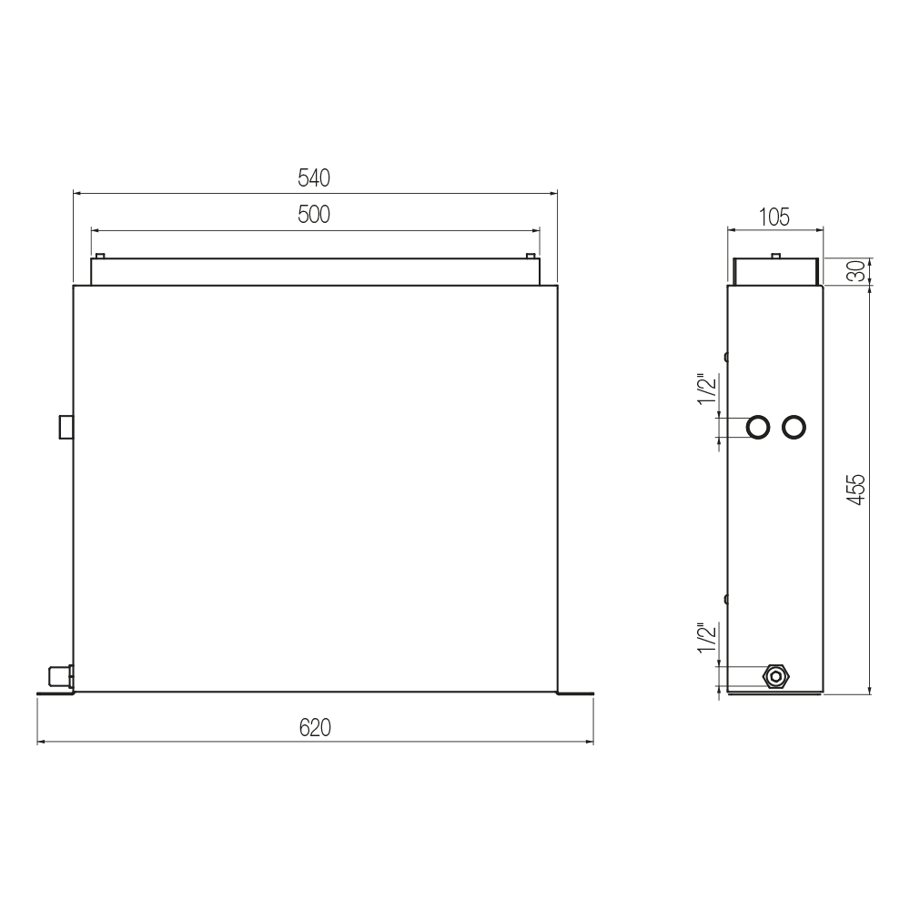Vòi bồn tắm 4 lỗ gắn thành dài 220mm bằng đồng Tibò - B4O2