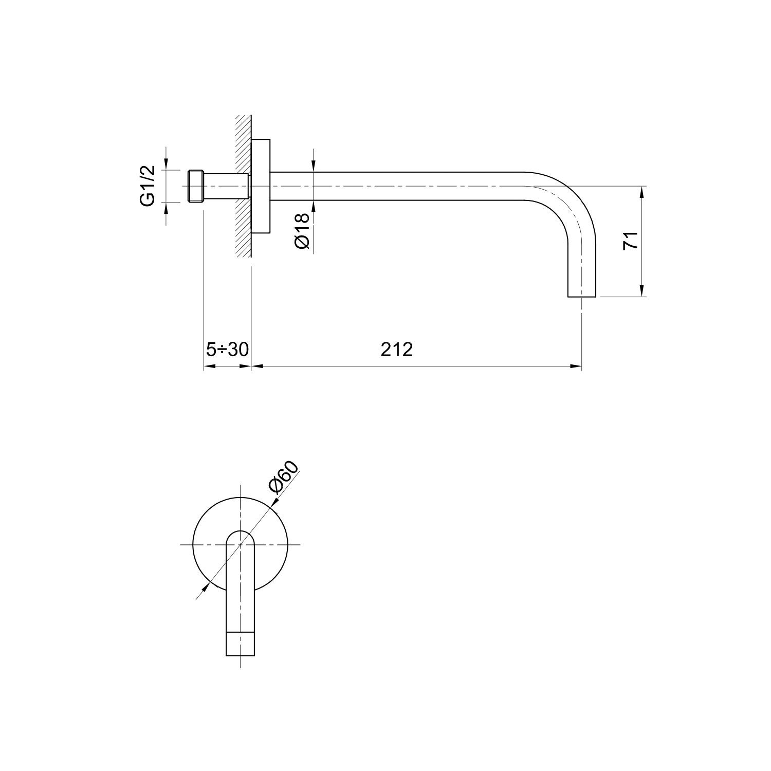  Vòi chậu rửa mặt gắn tường 200mm bằng đồng Volare - VERCAN200F-VOL1910NZ 